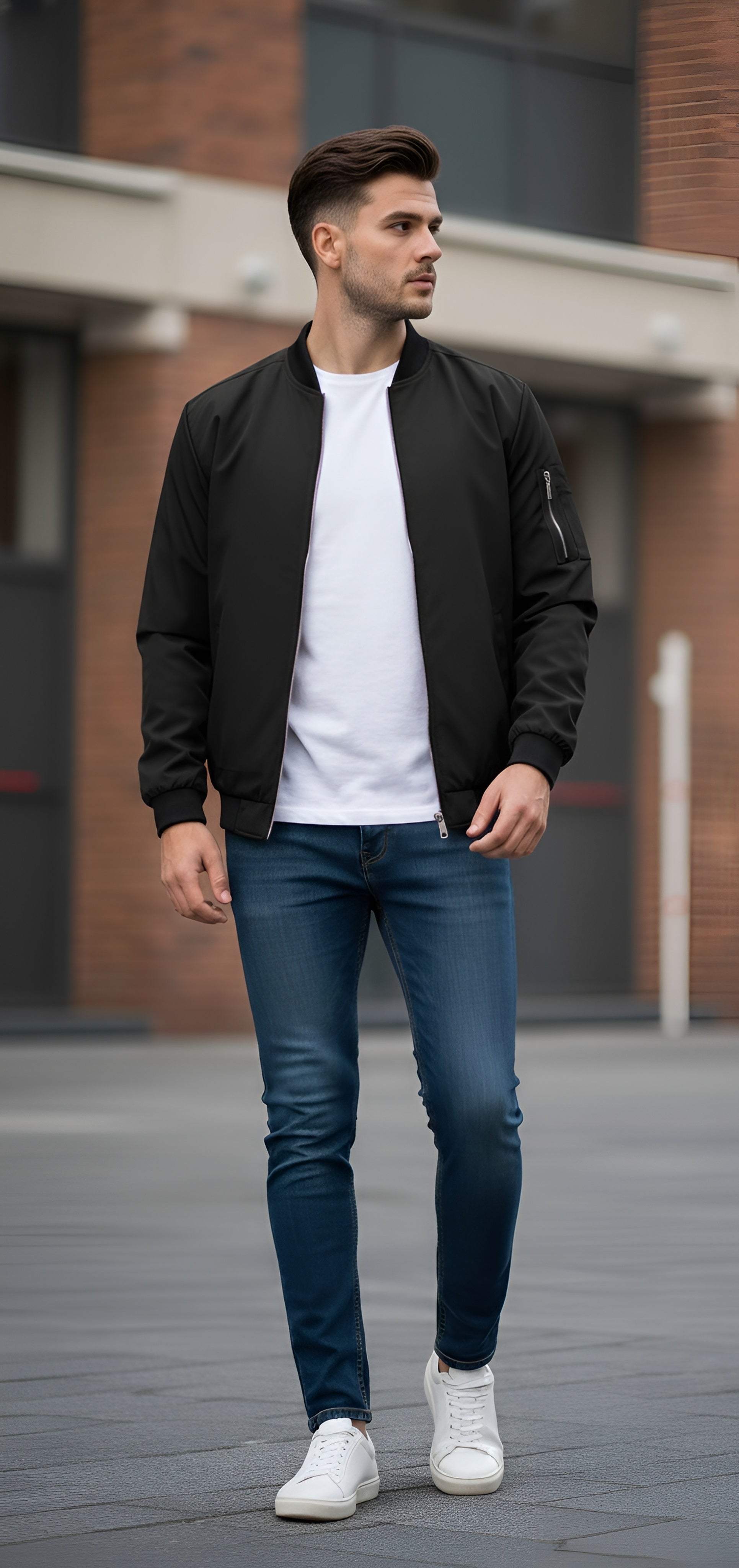 Men's Black Classic Bomber Jacket