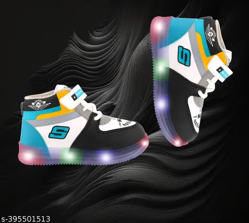 Prattle Foot Kids Led Shoes Casual Led Velcro Shoes Light weight Shoes Outdoor Sports Shoes for Little Tiny Kid T101GlowCgreen