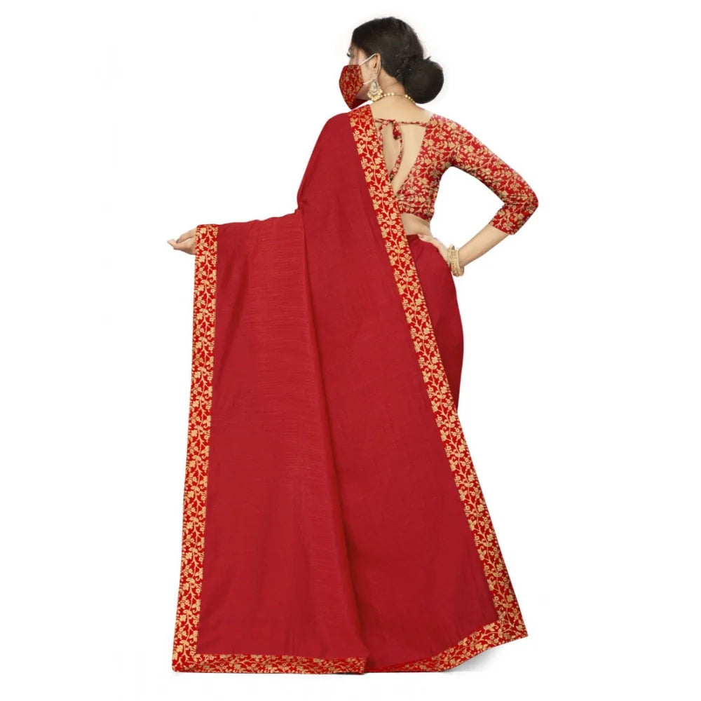 Women's Silk Blend Saree (Red, 5-6mtrs)