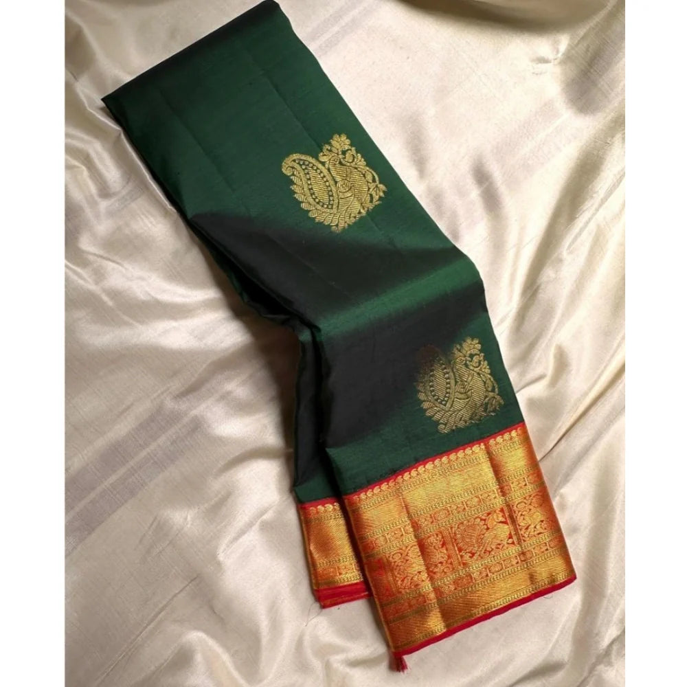 Women's Silk Printed Saree With Unstitched Blouse 5.5Mtr (Green)