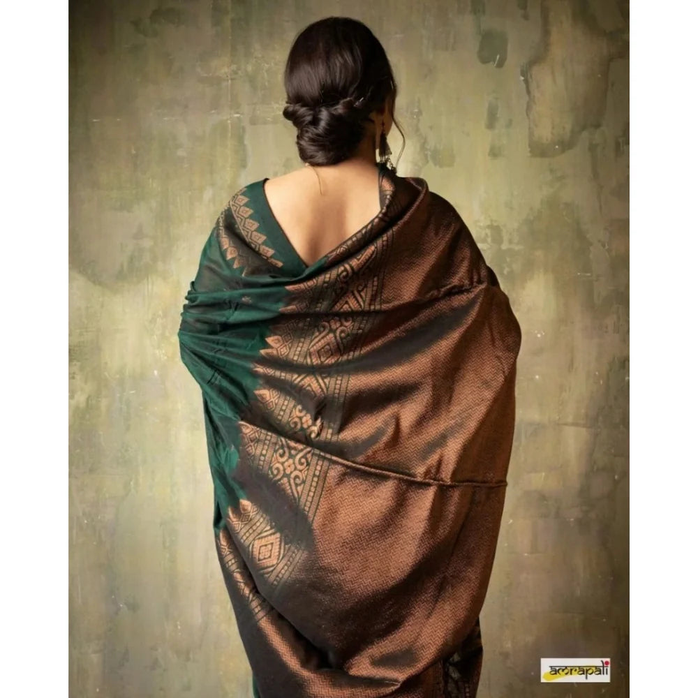 Women's Silk Printed Saree With Unstitched Blouse 5.5Mtr (Green)