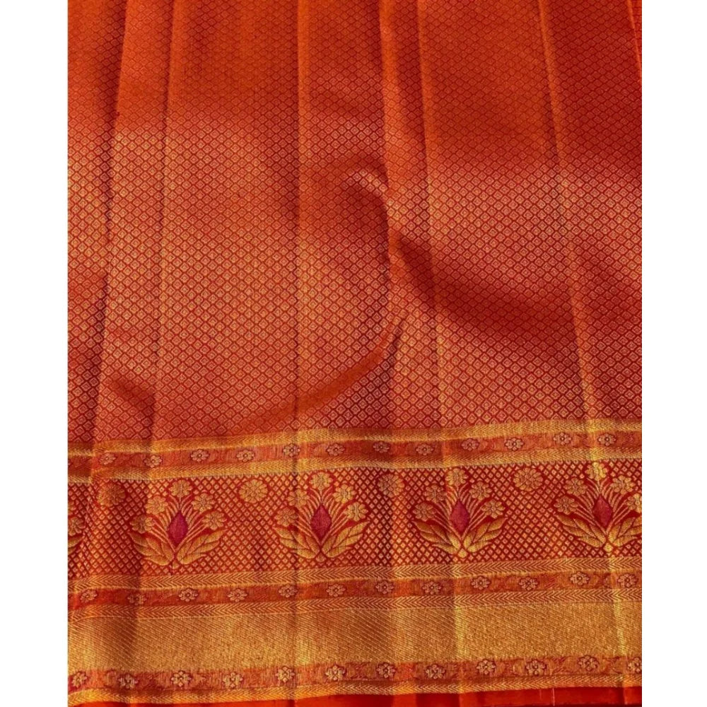 Women's Silk Printed Saree With Unstitched Blouse 5.5Mtr (Red)