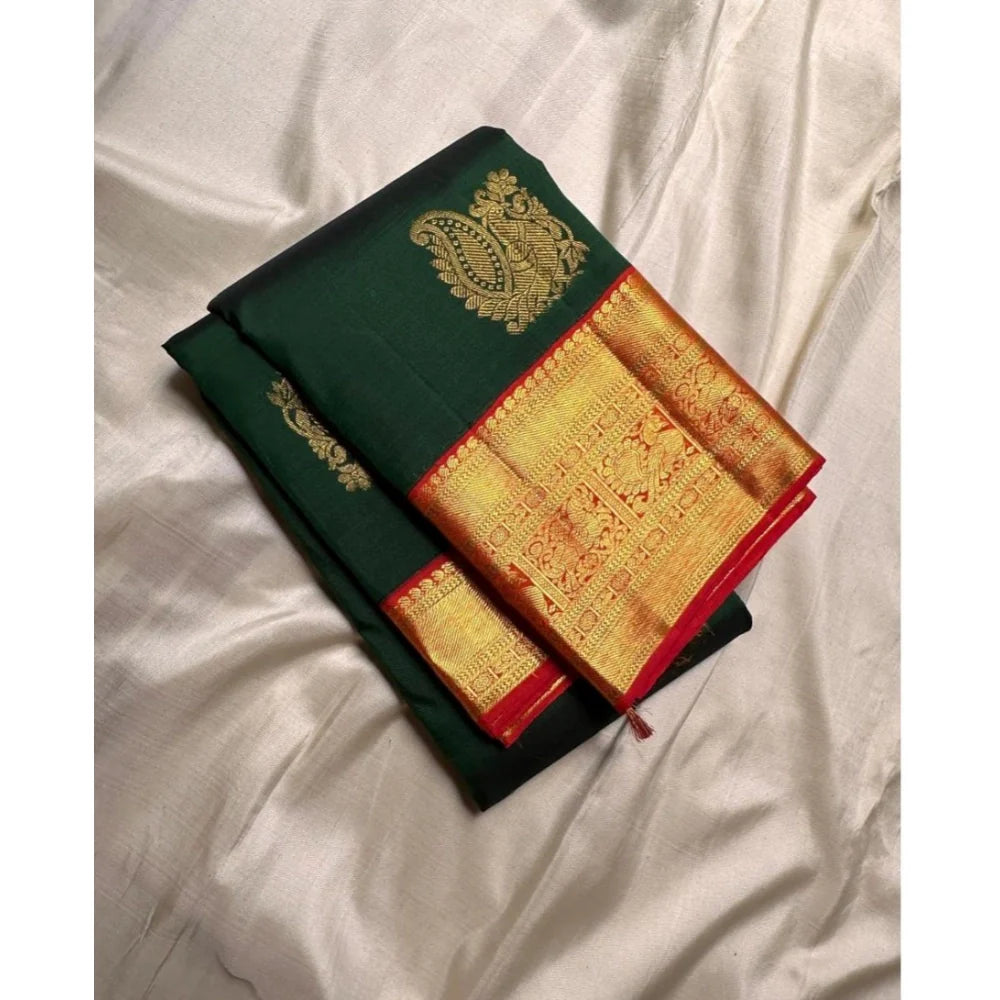 Women's Silk Printed Saree With Unstitched Blouse 5.5Mtr (Green)