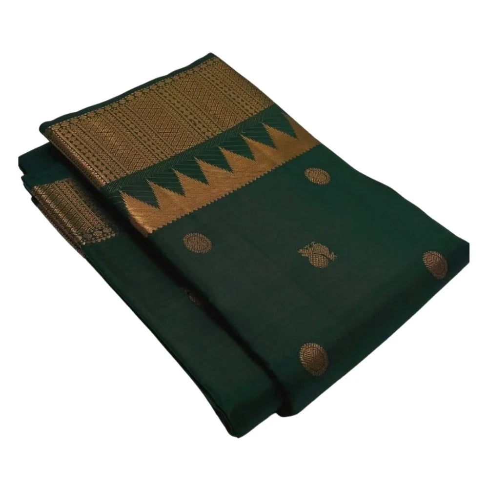 Women's Silk Printed Saree With Unstitched Blouse 5.5Mtr (Green)