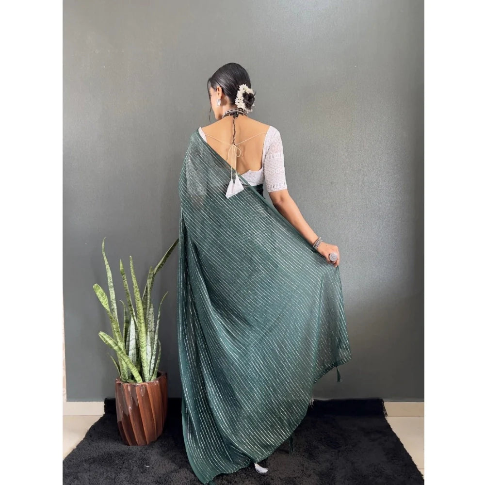 Women's Chiffon Woven Bollywood Saree With Unstitched Blouse (5.5Mtr, Green)