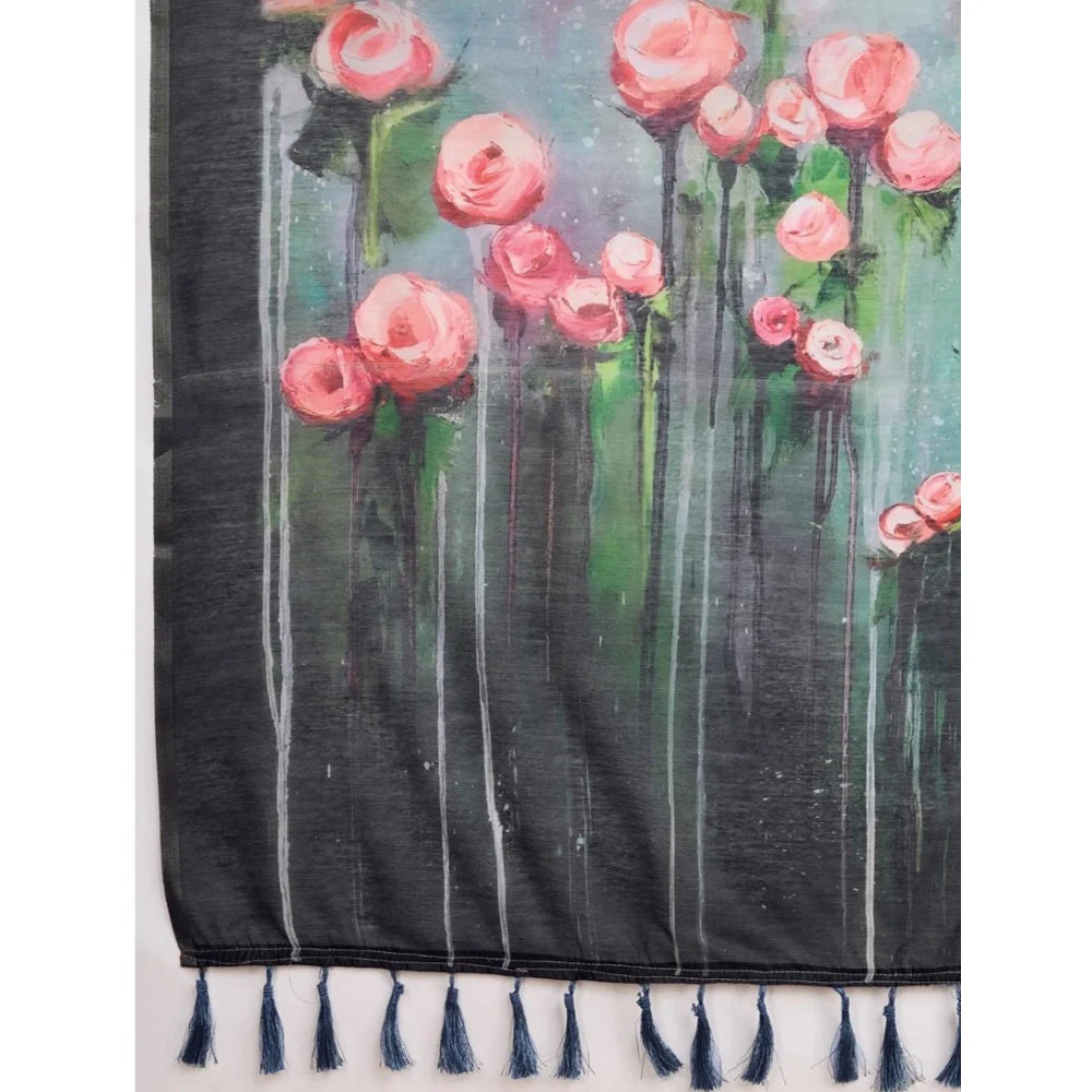 Women's Georgette Embroidered  Saree With Unstitched Blouse (5.5Mtr, Multicolor)