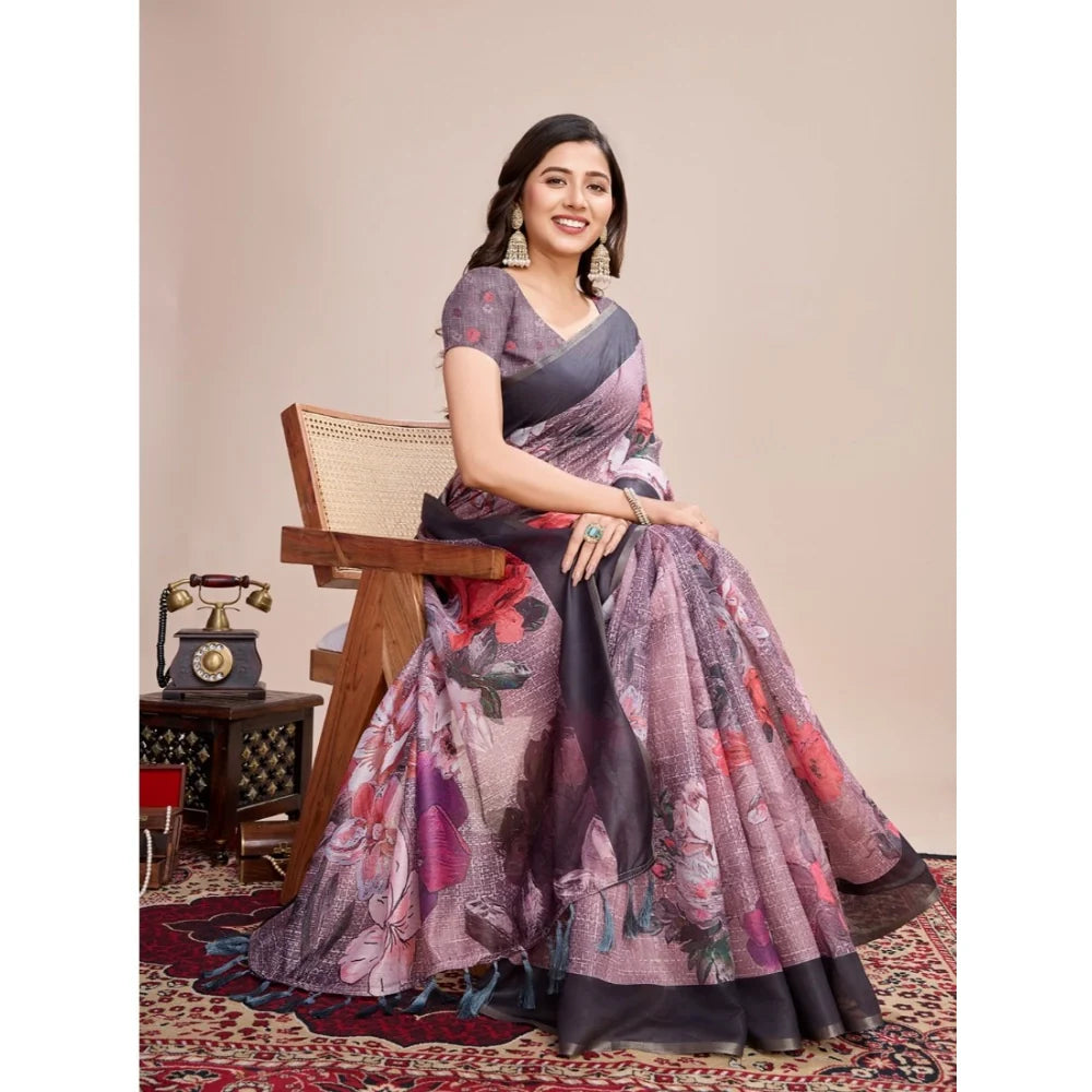 Women's Georgette Embroidered  Saree With Unstitched Blouse (5.5Mtr, Multicolor)