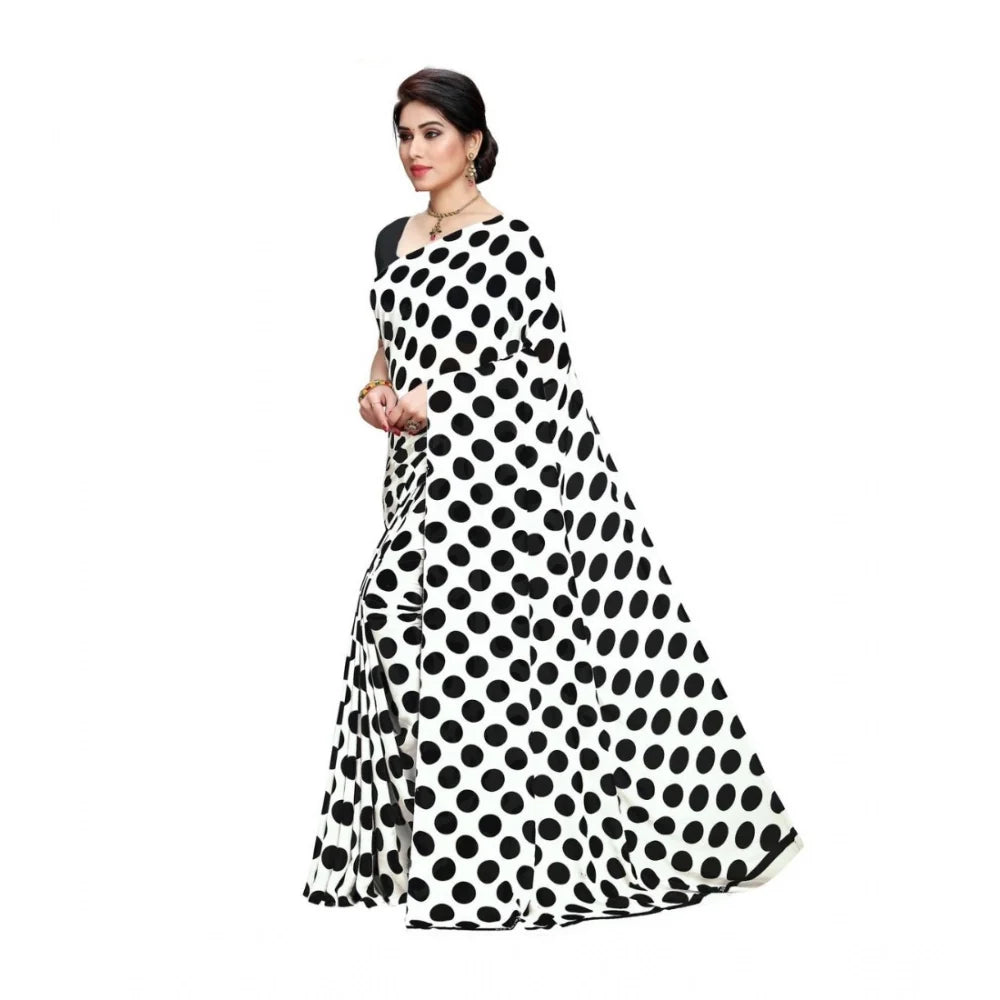 Women's Georgette Printed Saree With Unstitched Blouse 5.5Mtr (W.Black)