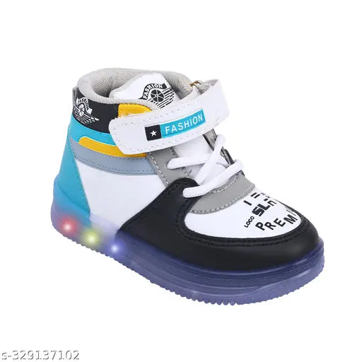 Led Shoes Casual Led Velcro Shoes Light weight Outdoor Sports Shoes for Little Kid T101 GLOW C GREEN