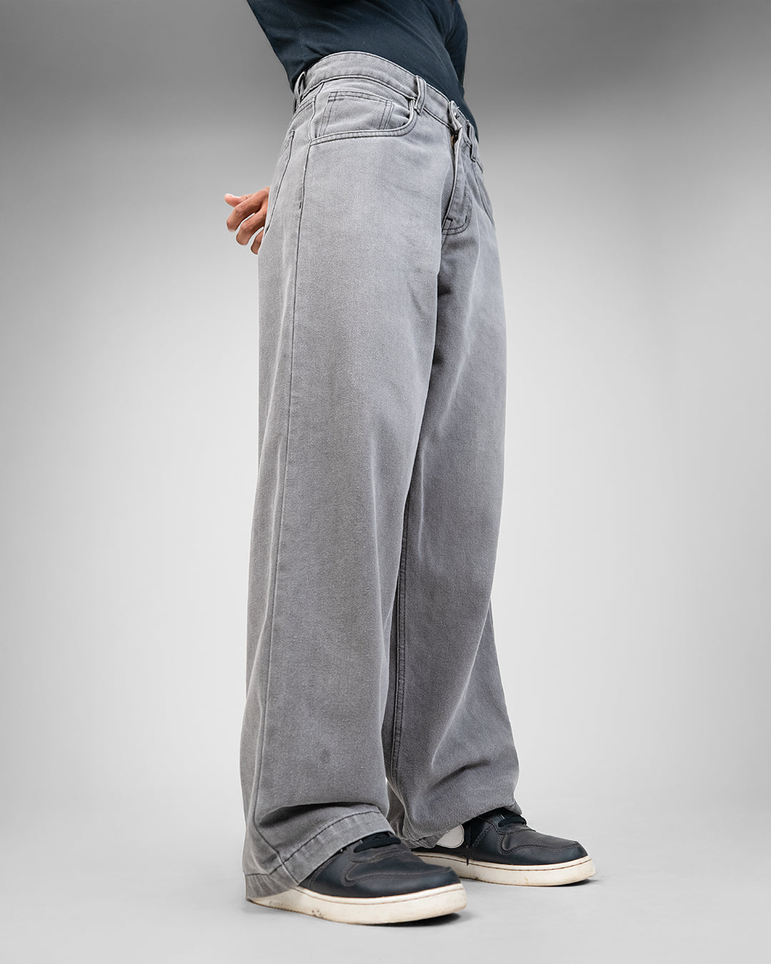 Ash Grey Baggy Denim Jeans