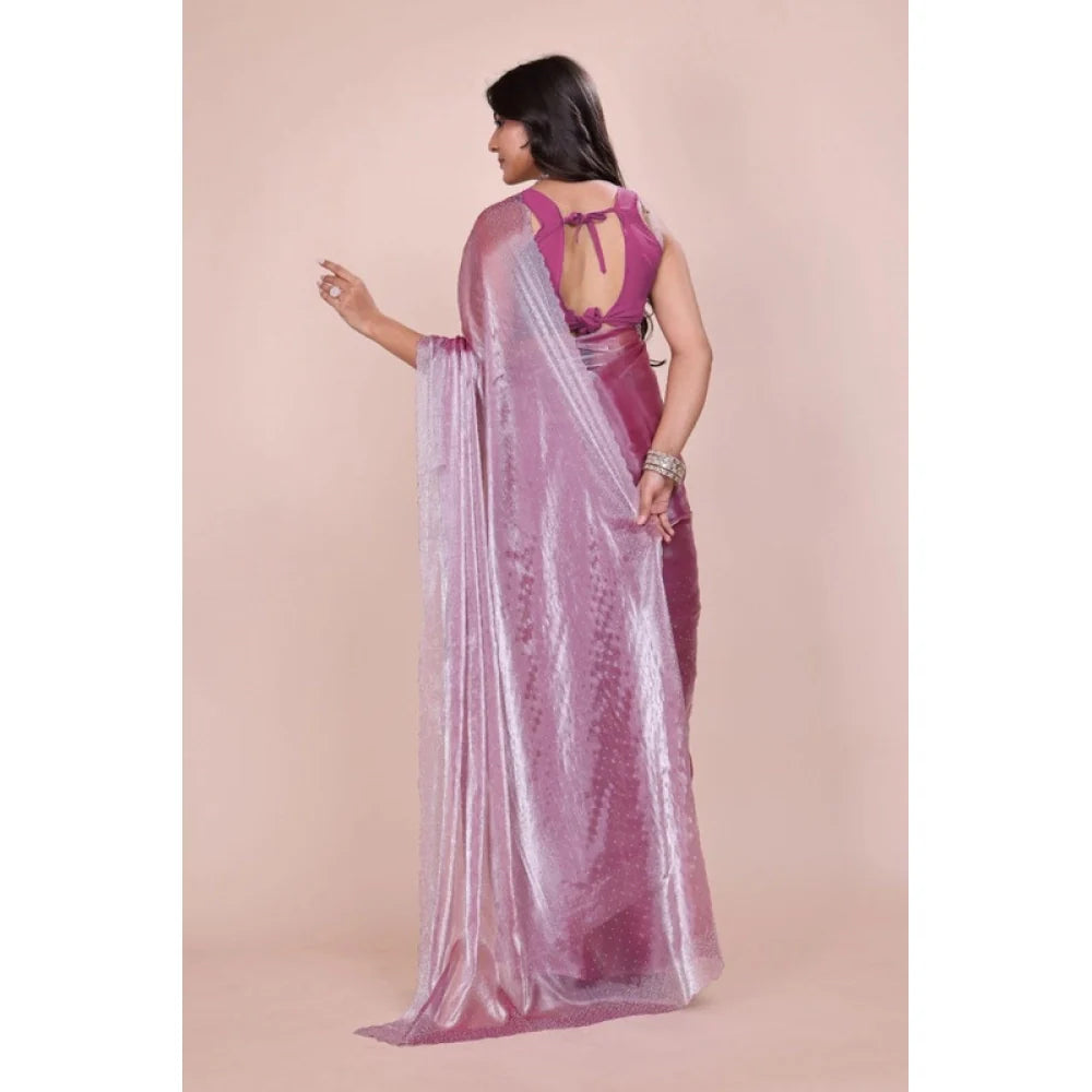 Women's Jimmy choo Embellished Bollywood Saree With Unstitched Blouse 5.5Mtr (Magenta)