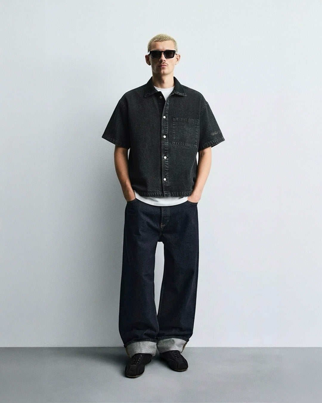 Black Half Sleeve Denim Layer