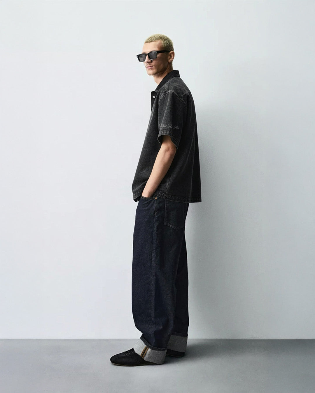 Black Half Sleeve Denim Layer