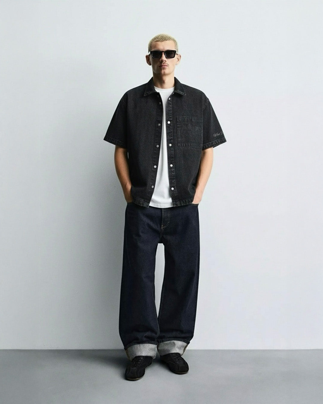 Black Half Sleeve Denim Layer