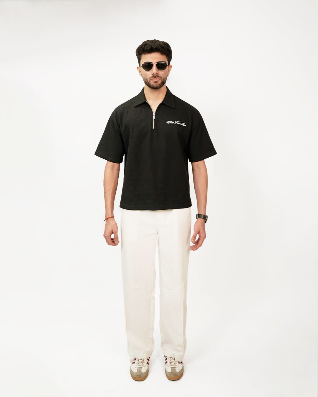 Ash Black Polo T-Shirt with Zip