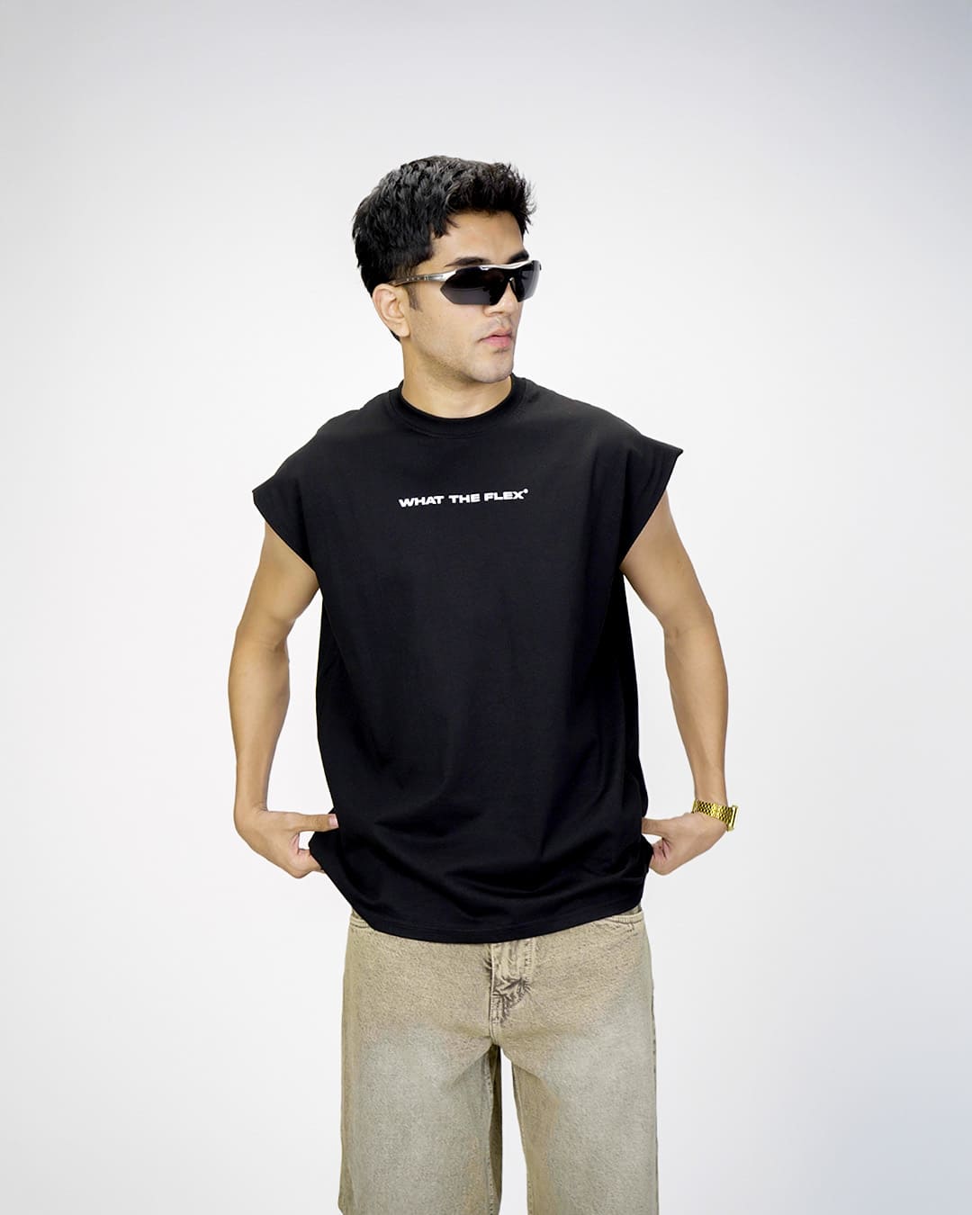 Worldwide Black Cotton Vest