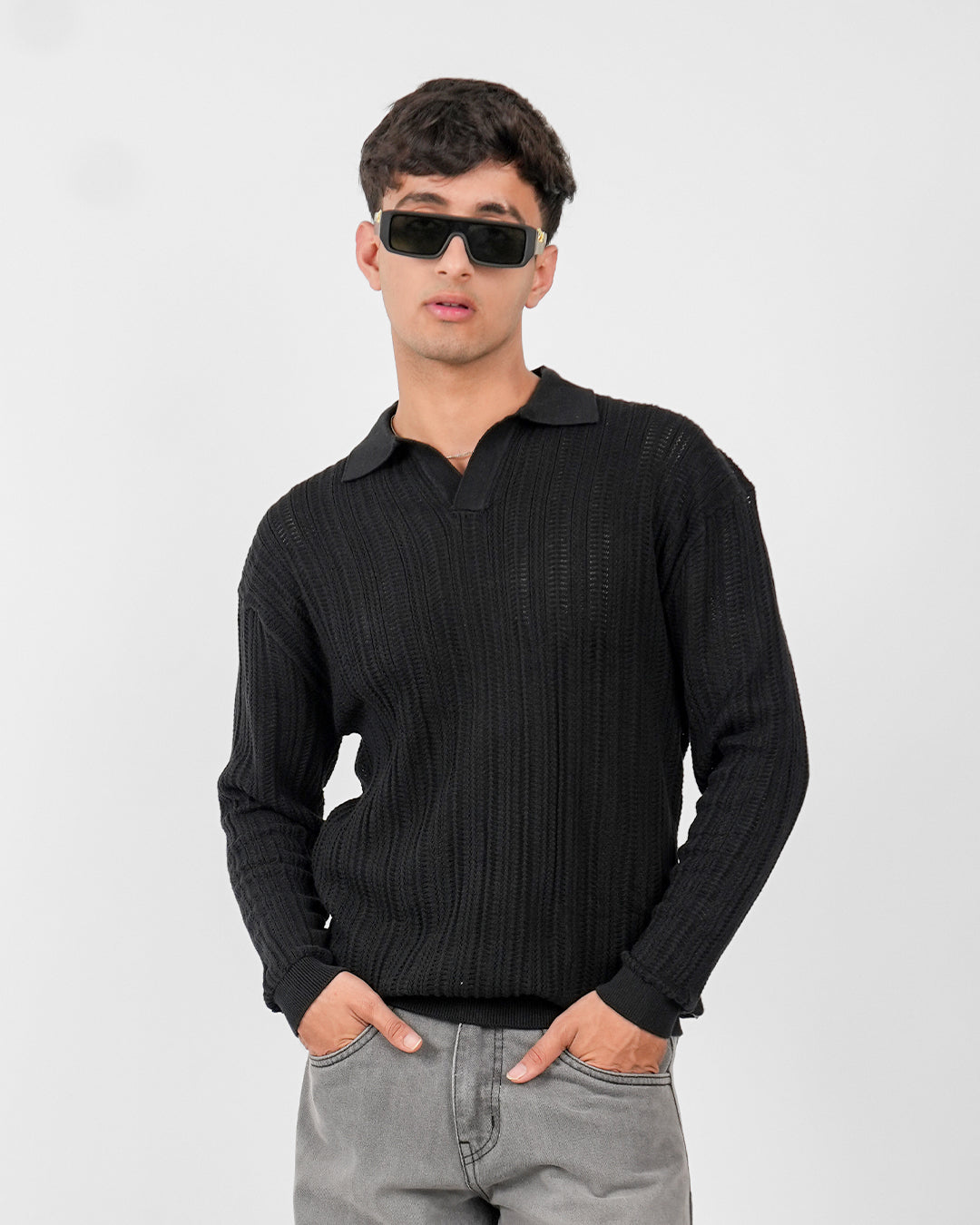 Ink Black Polo T-shirt Full Sleeve