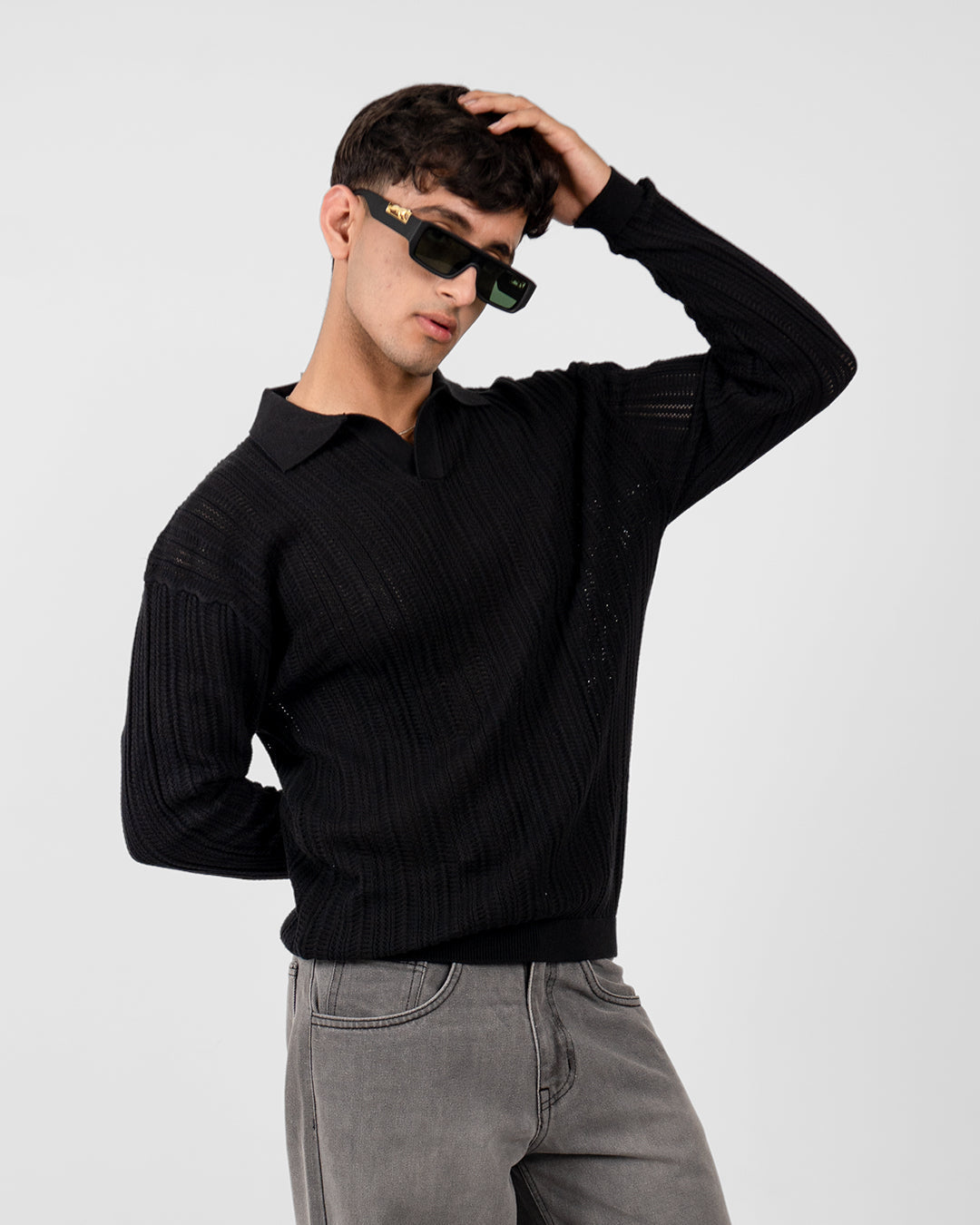 Ink Black Polo T-shirt Full Sleeve