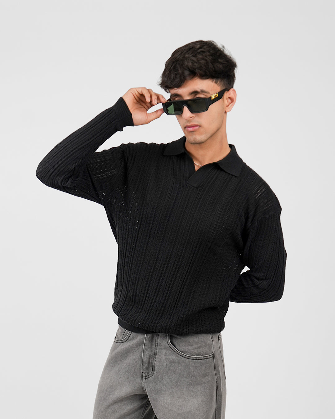 Ink Black Polo T-shirt Full Sleeve