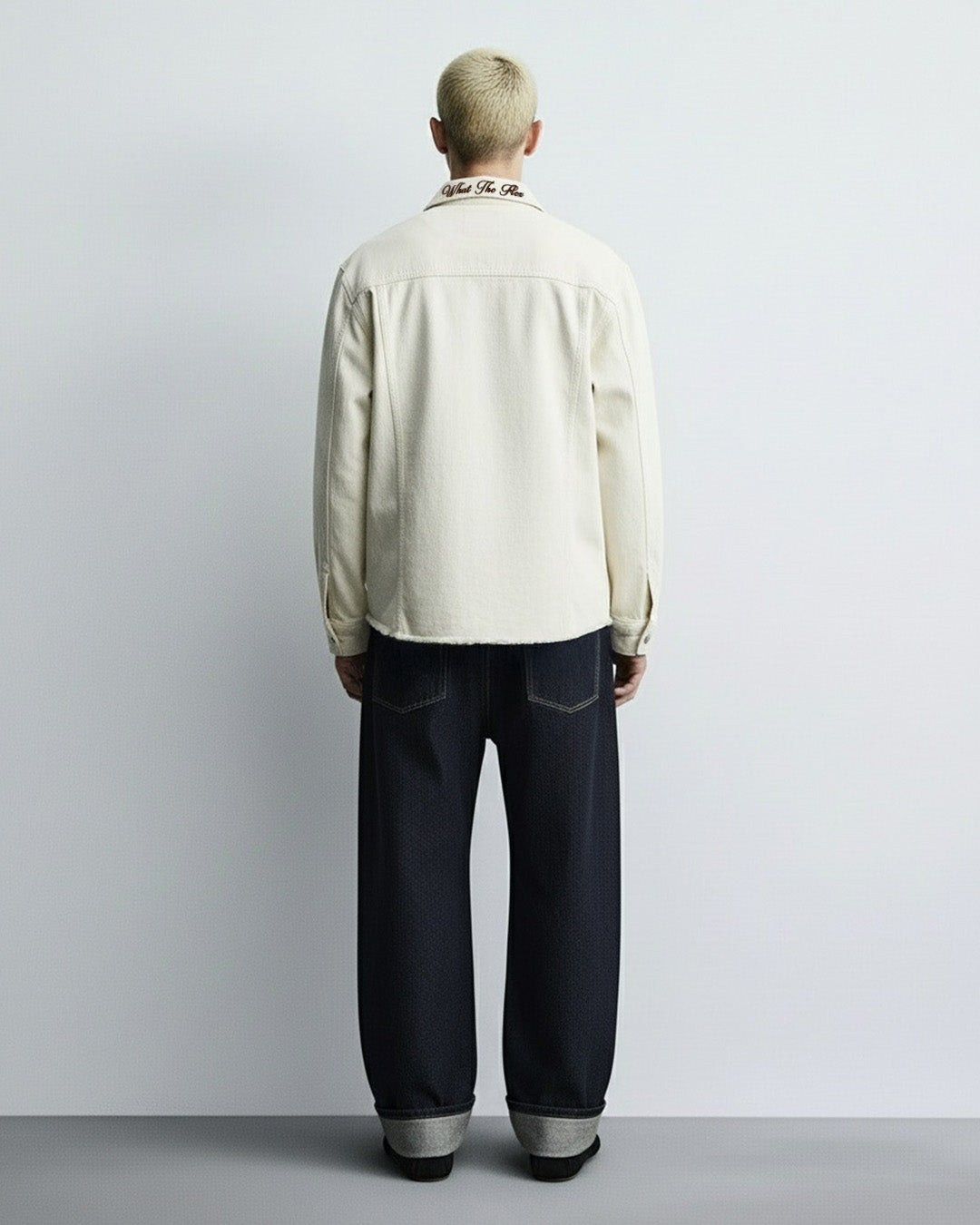 Cream Long Sleeve Stitched Denim Overshirt