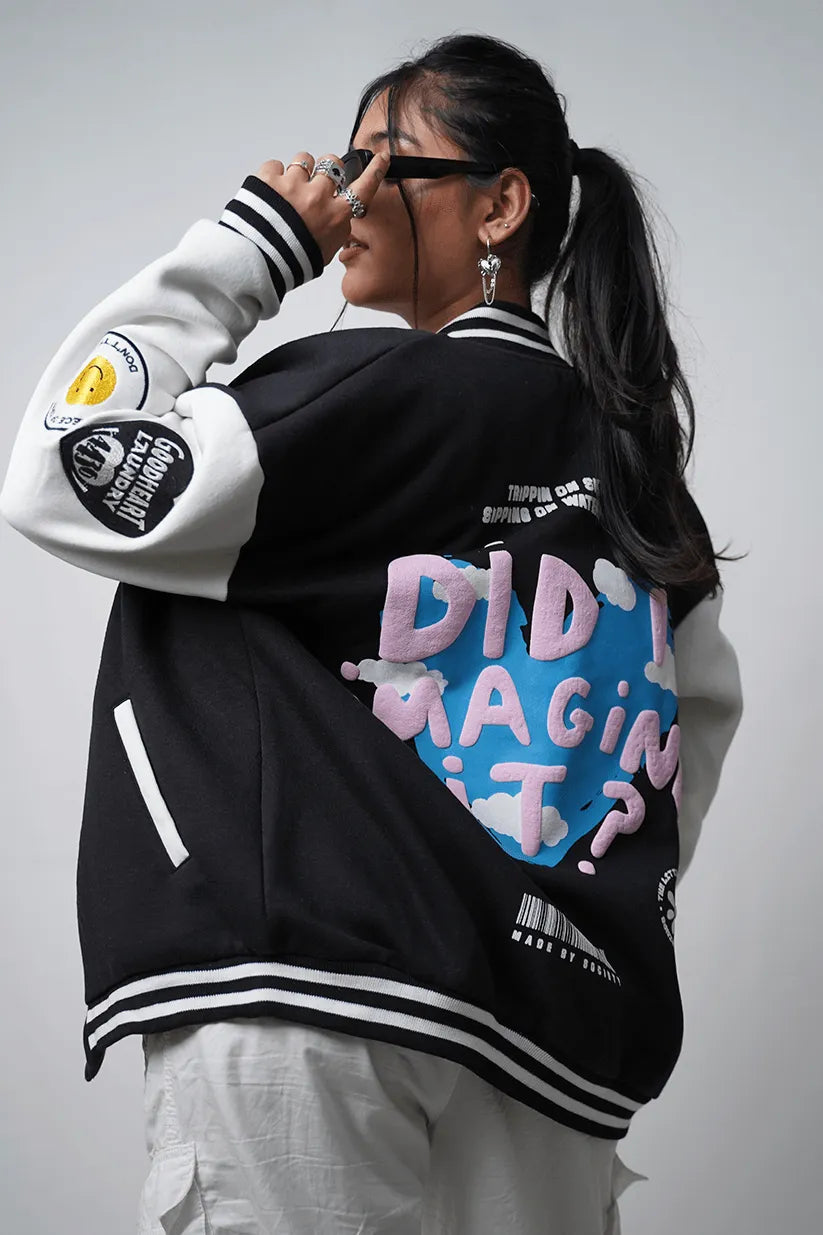 Did I Imagine It? Black Varsity Jacket