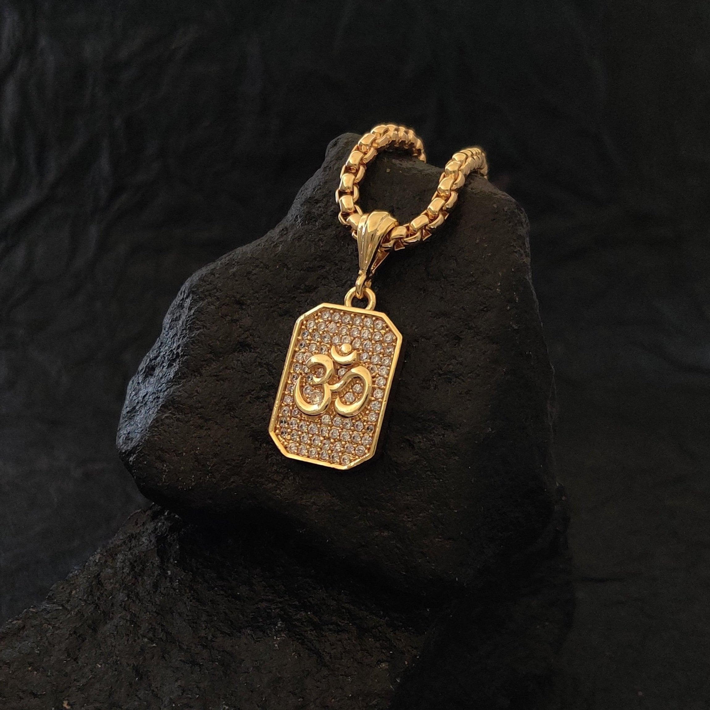 Premium Aum Diamond Pendant and chain with Gold Plated