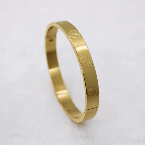 Carved Om 24k Gold Plated Bracelet