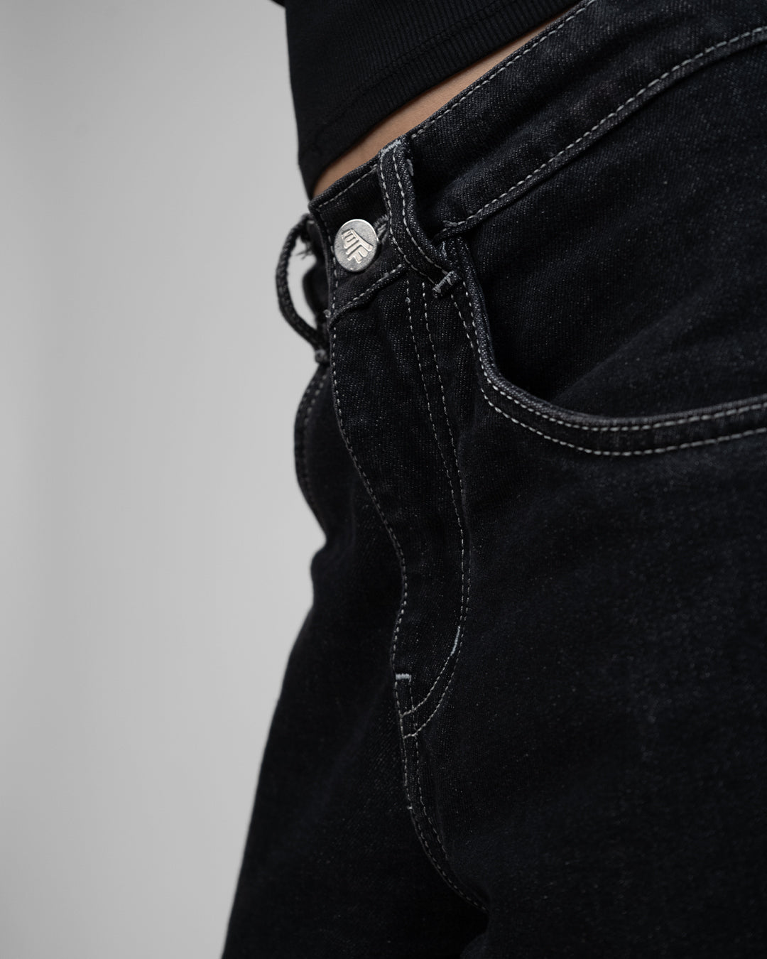 Midnight Black Baggy Denim Jeans