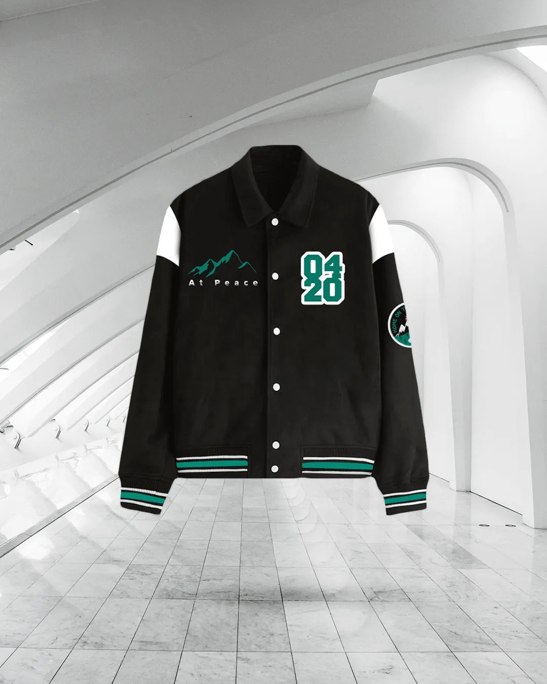 Prayer Over Panic Black Varsity Jacket