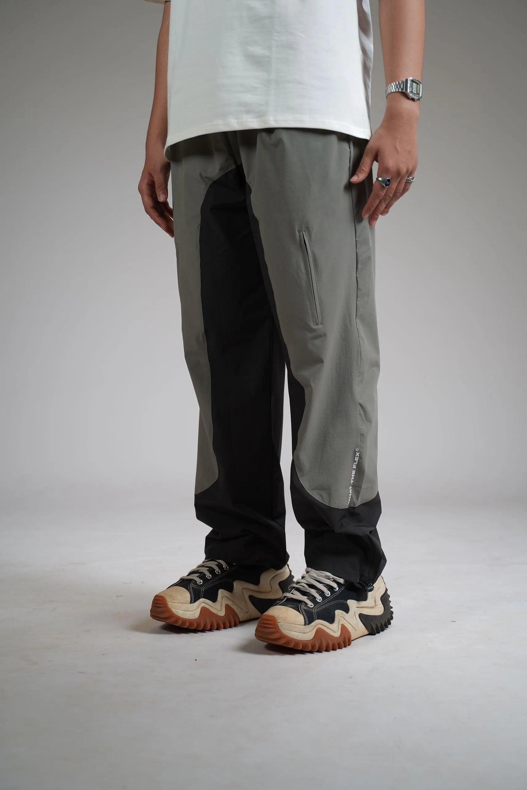 Olive Panel Parachute Pants