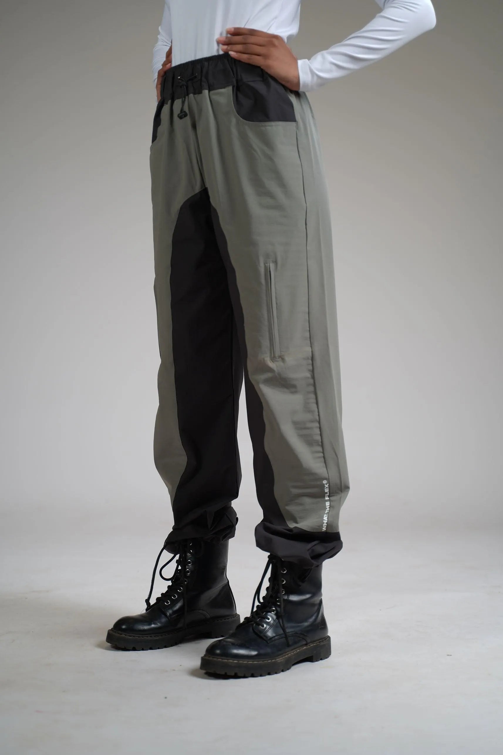 Olive Panel Parachute Pants