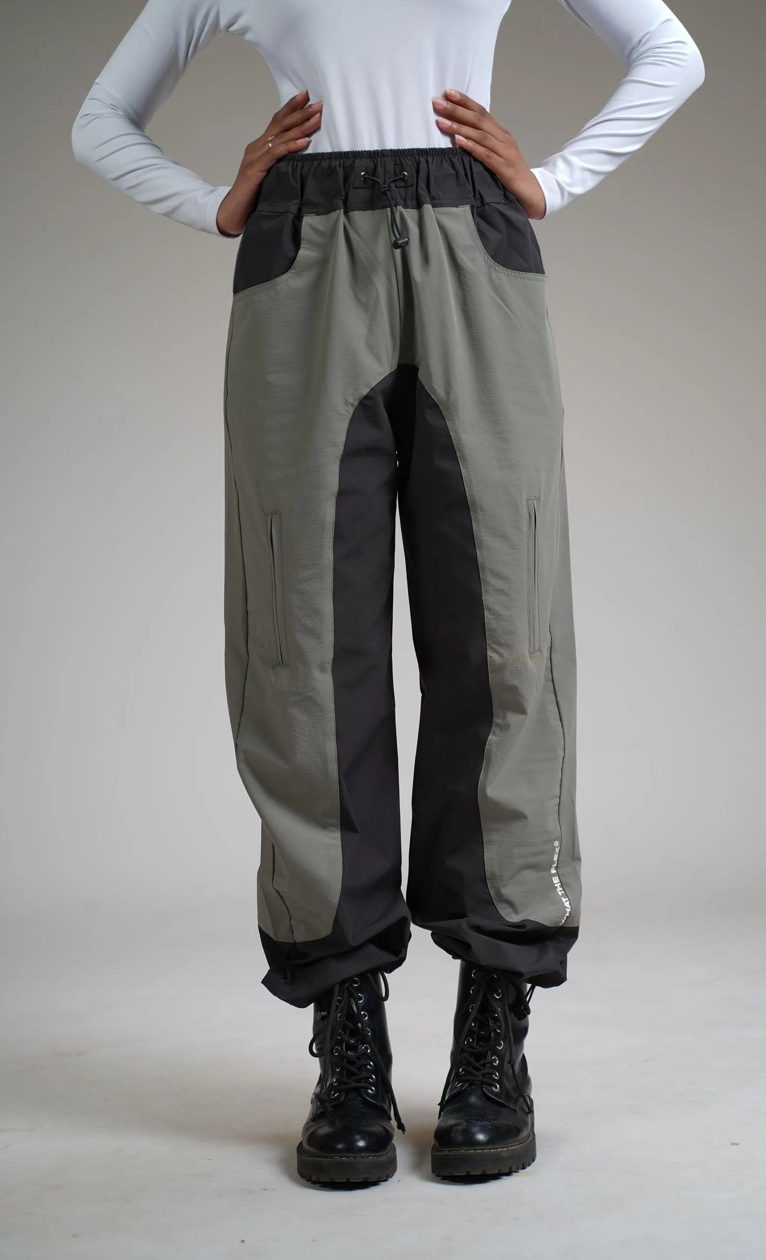 Olive Panel Parachute Pants