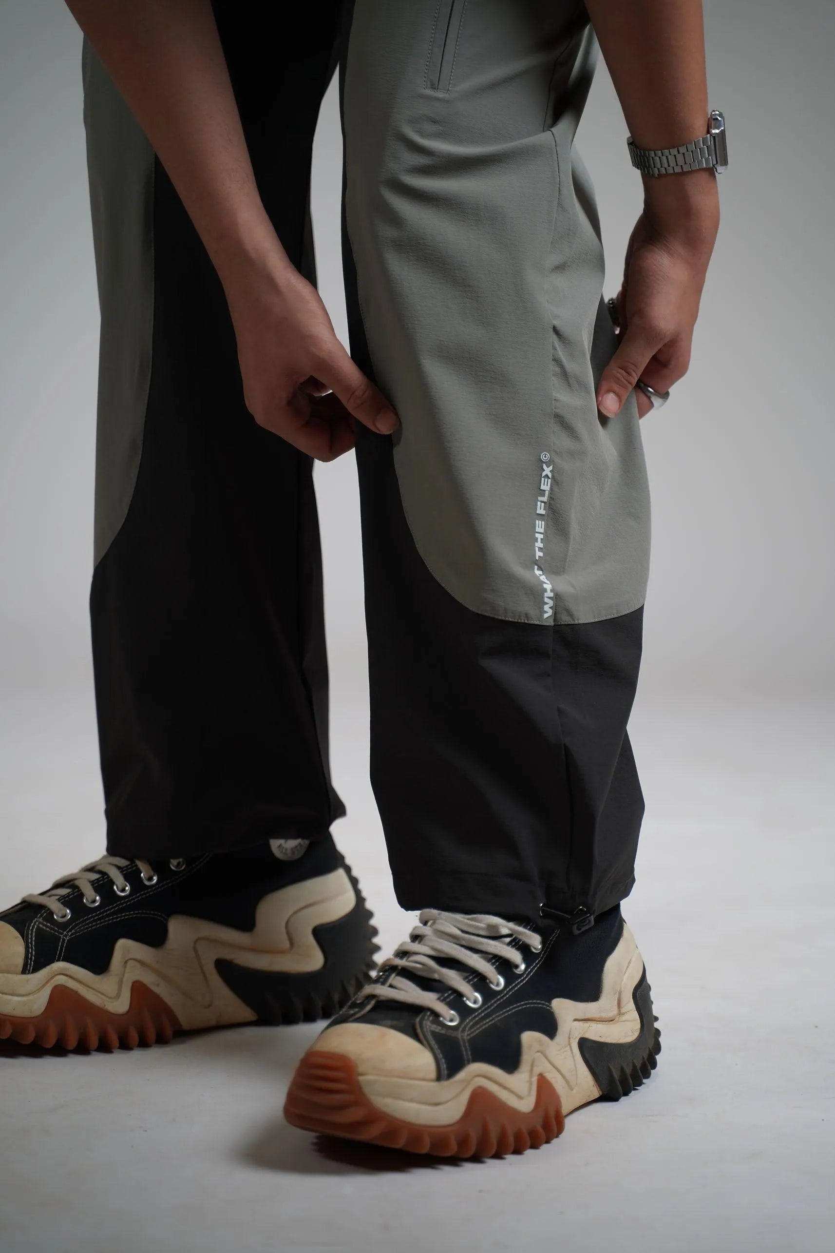 Olive Panel Parachute Pants