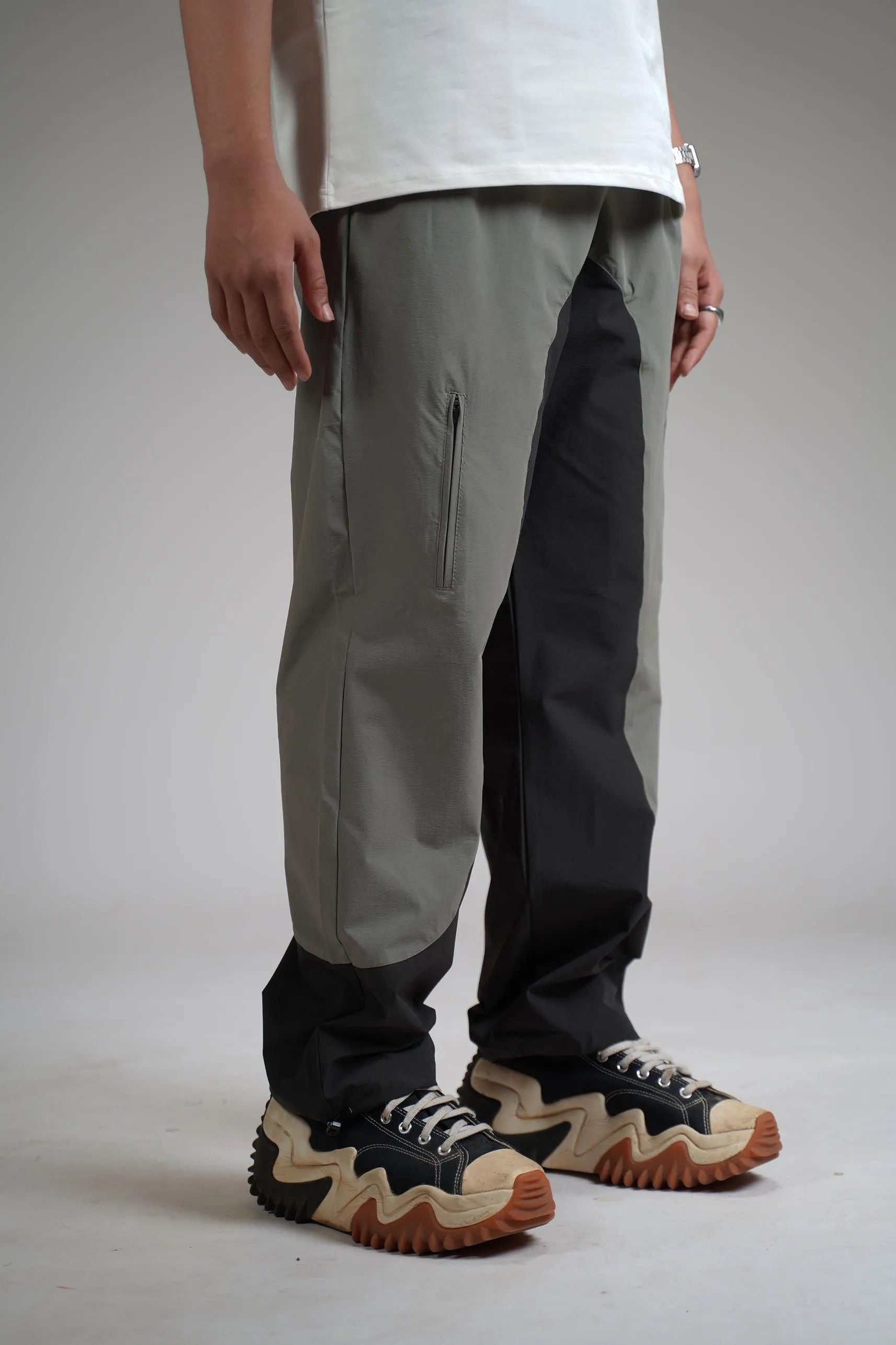 Olive Panel Parachute Pants