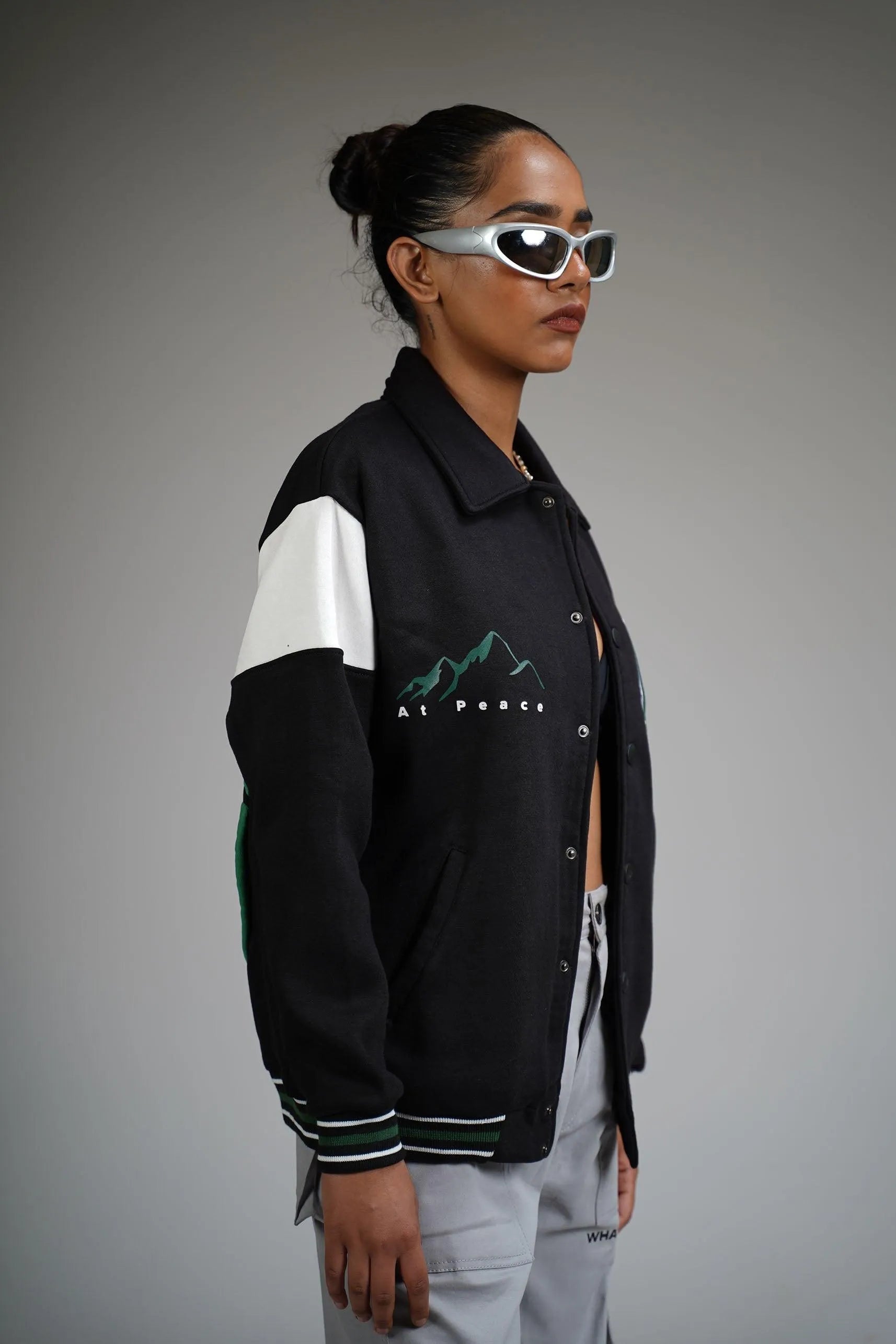 Prayer Over Panic Black Varsity Jacket