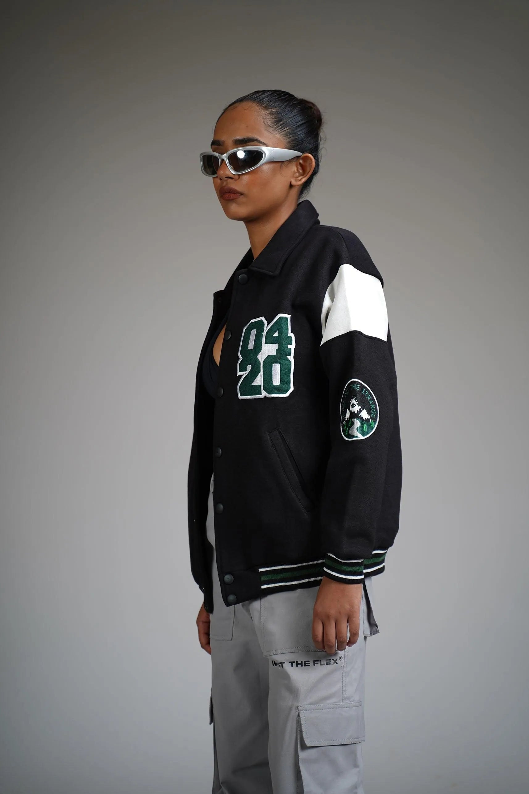 Prayer Over Panic Black Varsity Jacket