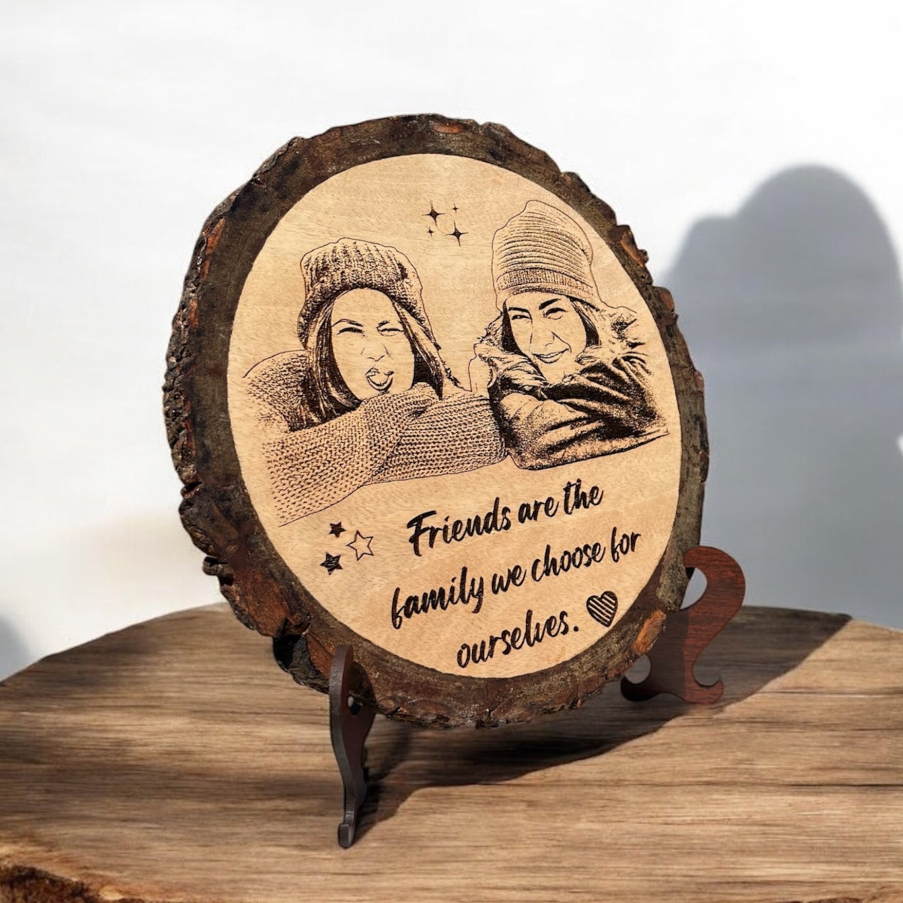 Personalised Natural Wood Round Engraved Photo Frame