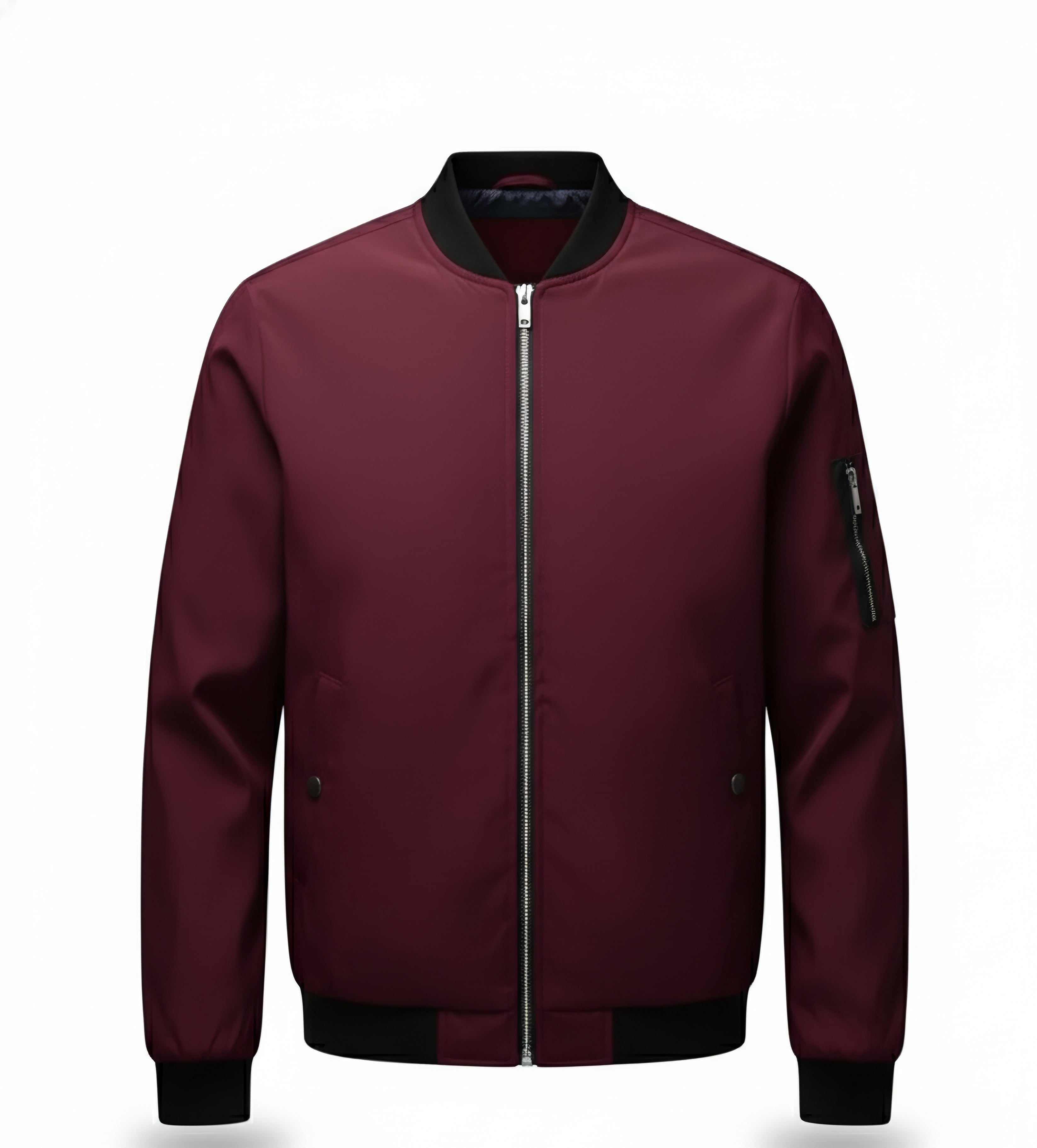 Men's Classic Maroon Bomber Jacket