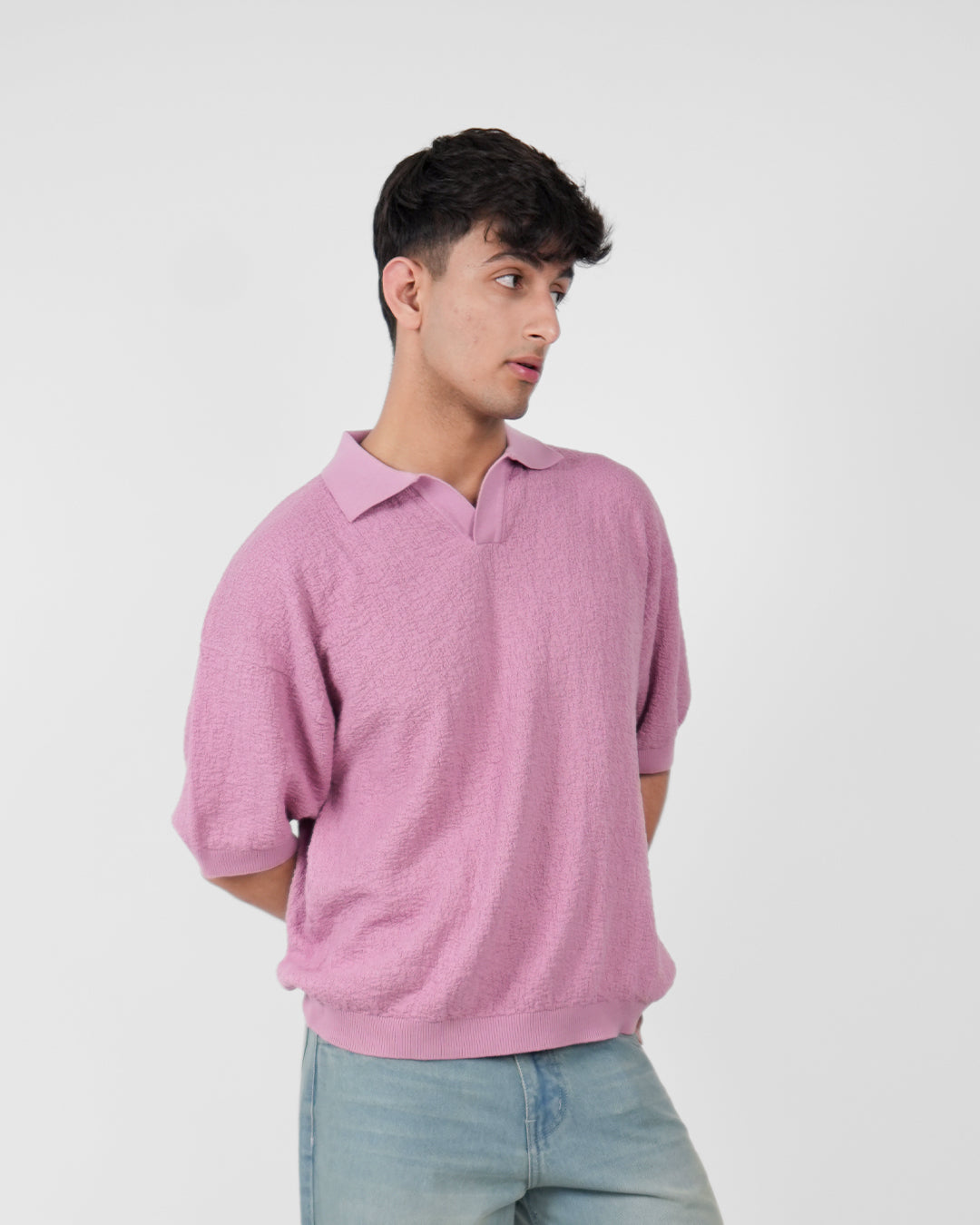 Pink Urban Knit Polo T-Shirt
