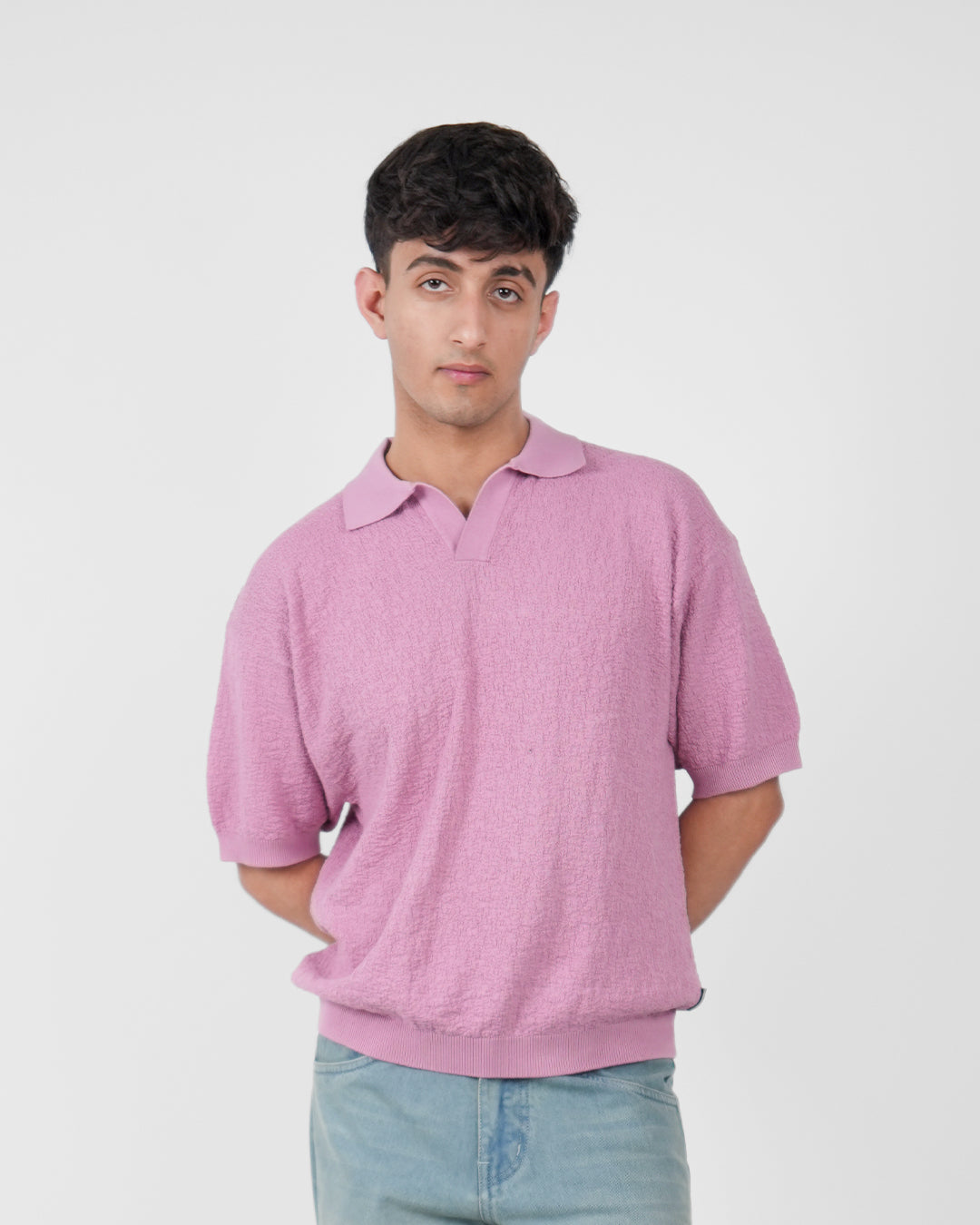 Pink Urban Knit Polo T-Shirt