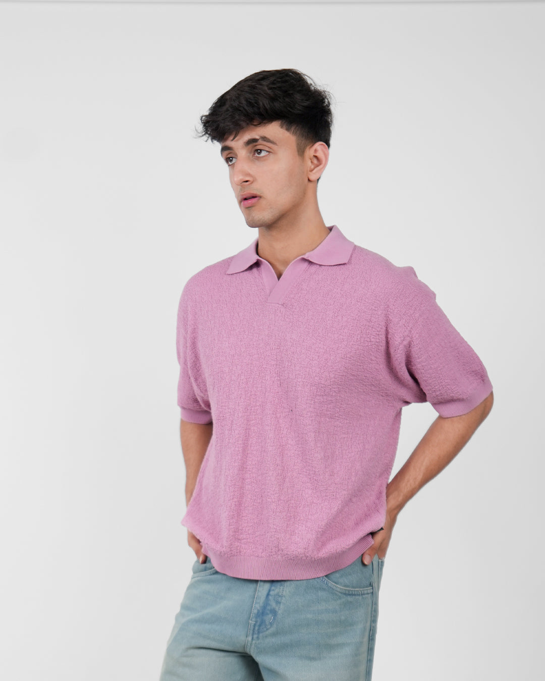 Pink Urban Knit Polo T-Shirt