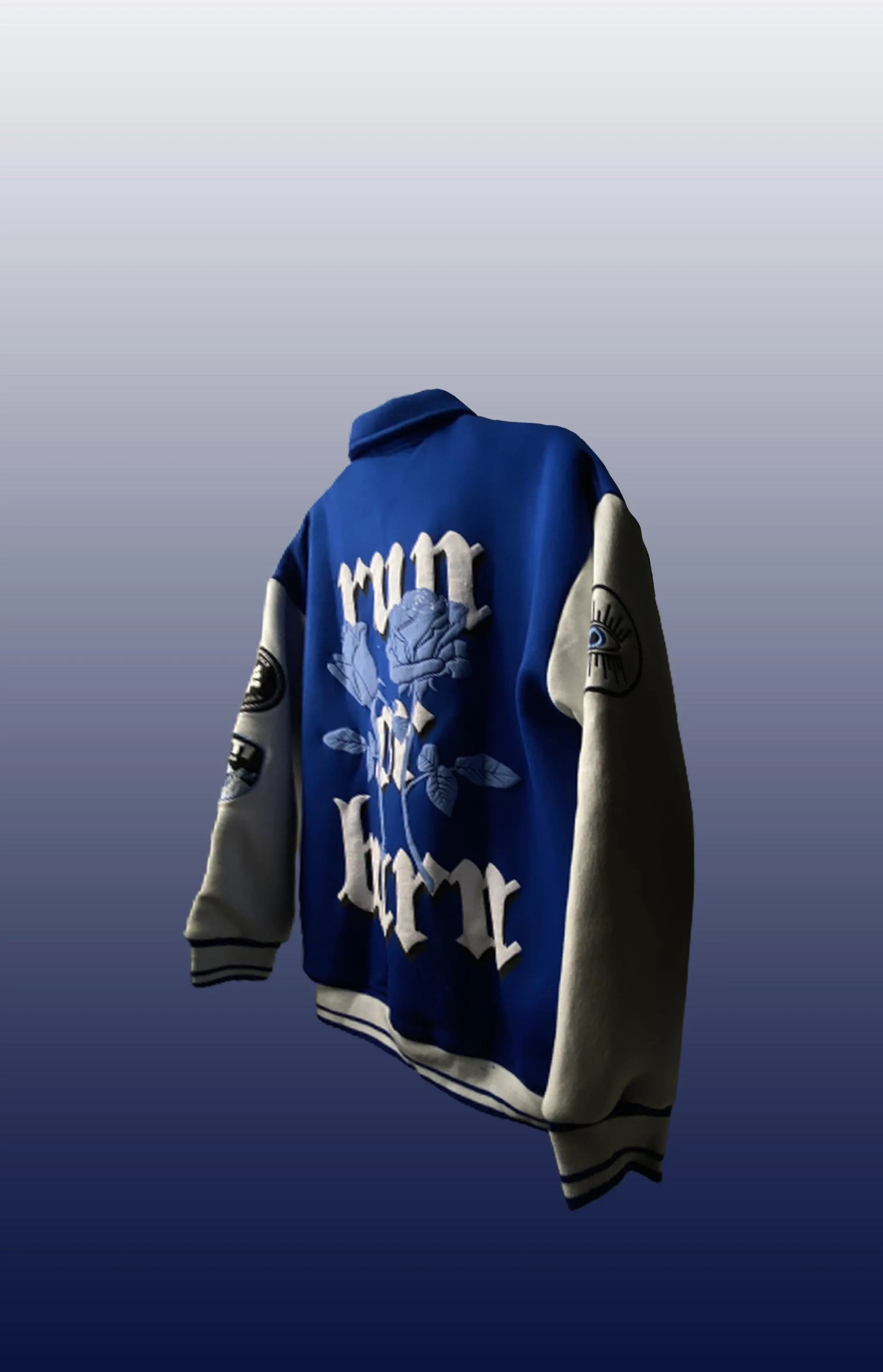 Run or Burn Blue Varsity Jacket