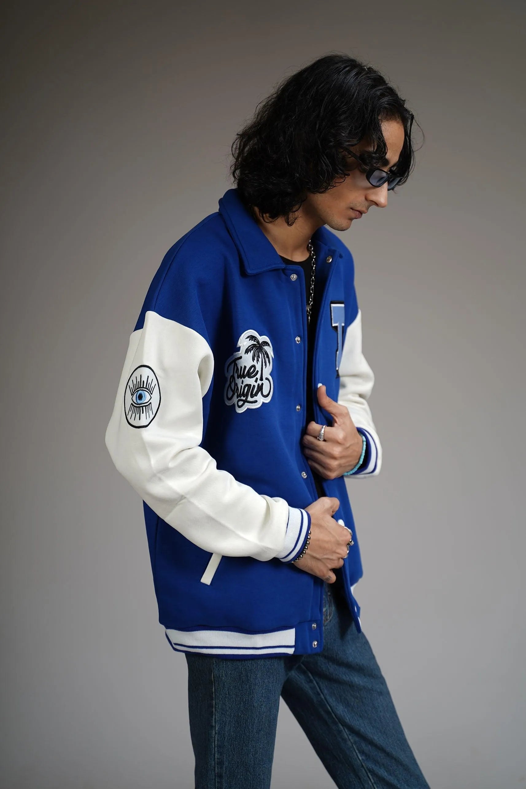 Run or Burn Blue Varsity Jacket
