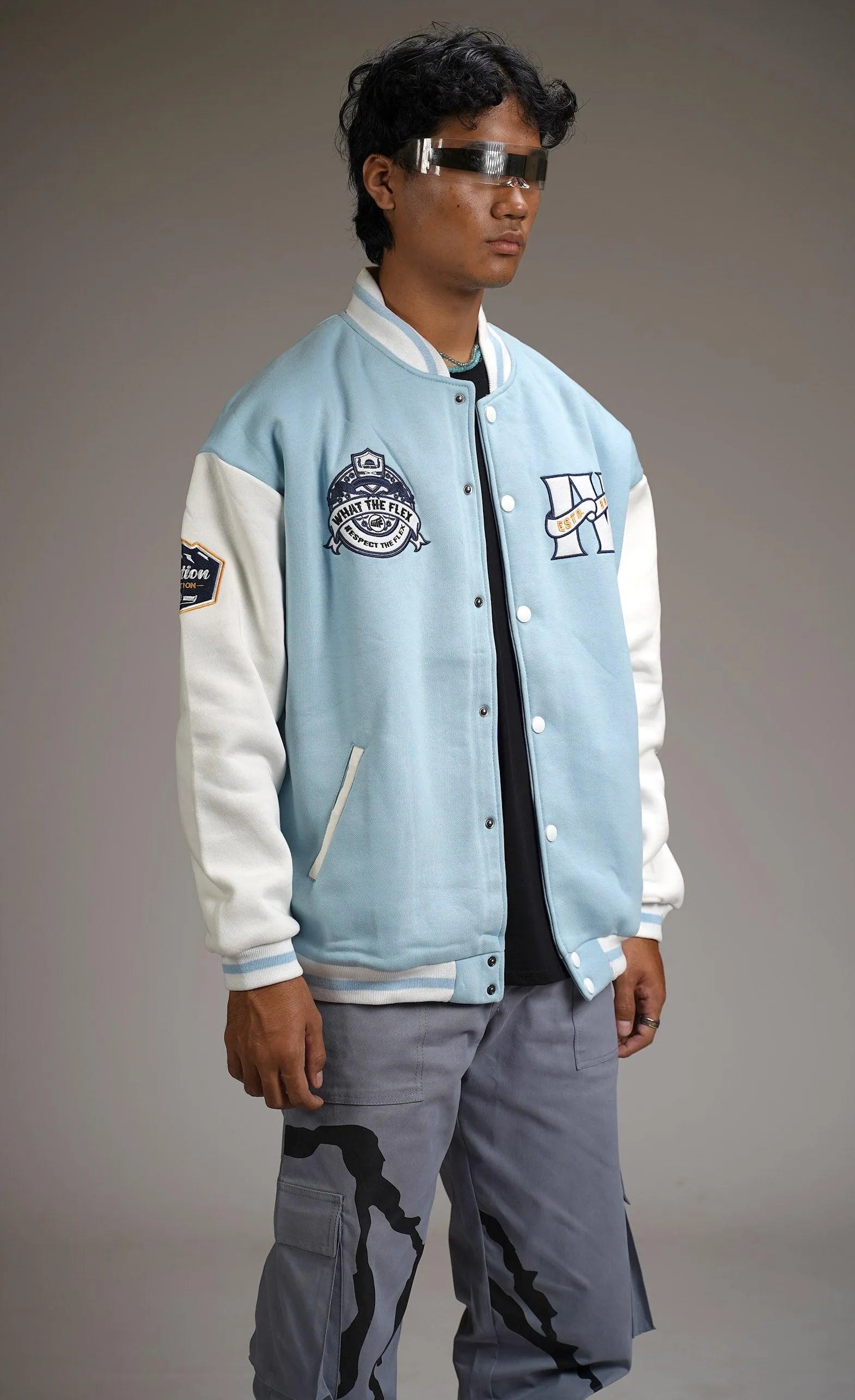 Breaking Sensation Light Blue Varsity Jacket