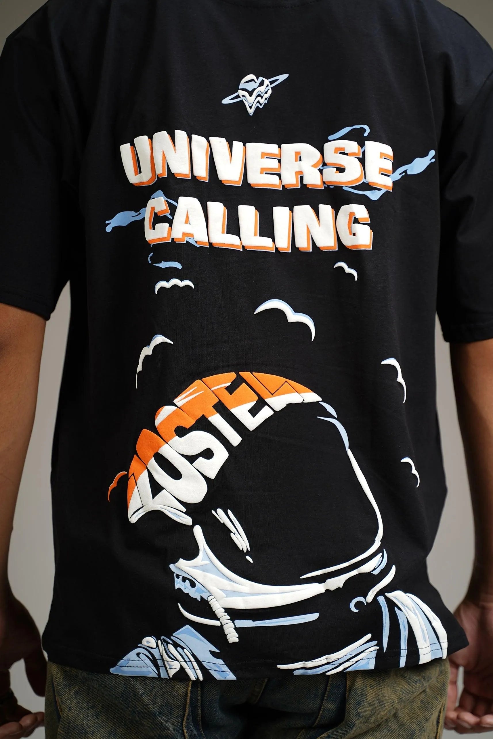 Zostel Universe Calling Oversized T-shirt in Black