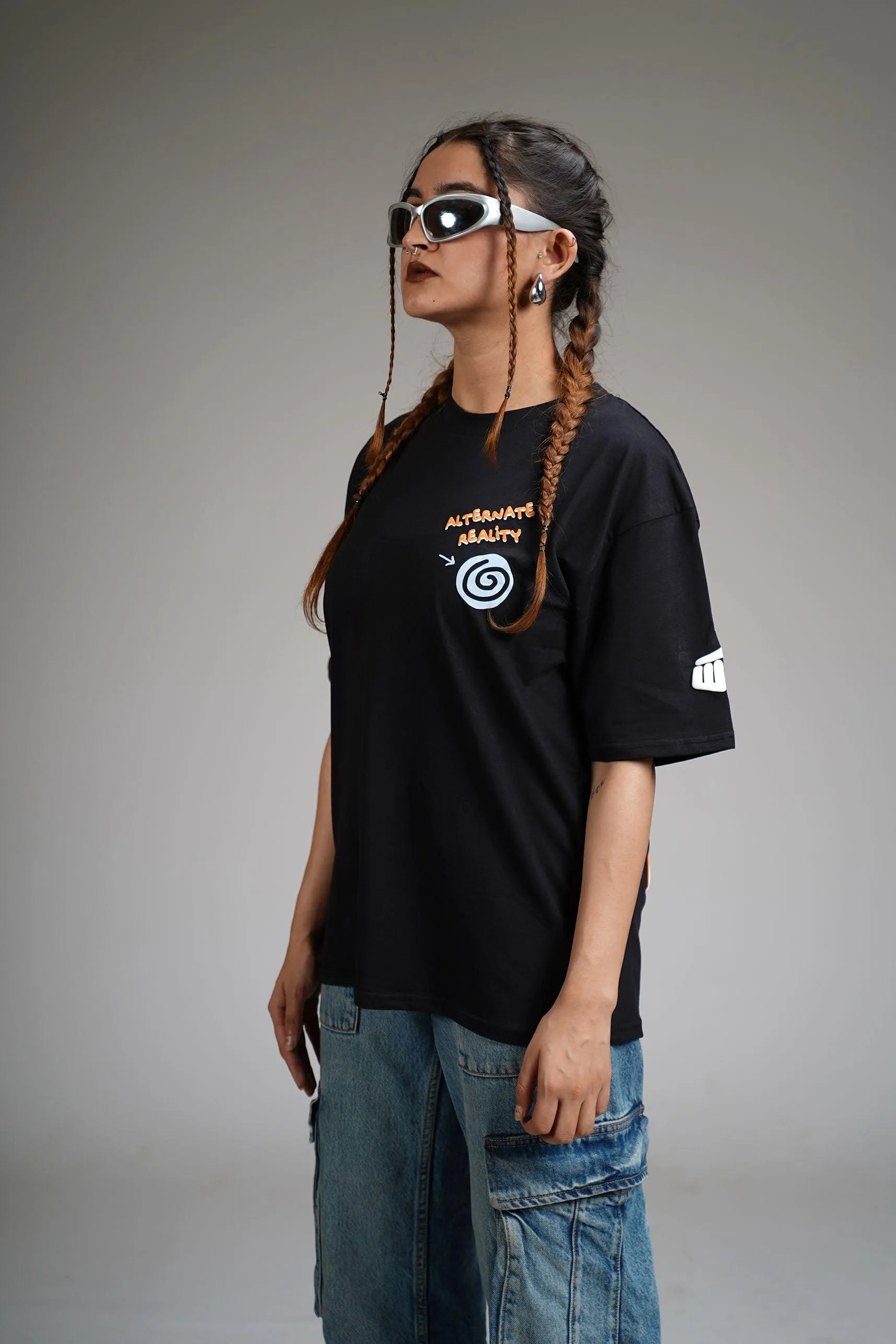 Zostel Universe Calling Oversized T-shirt in Black