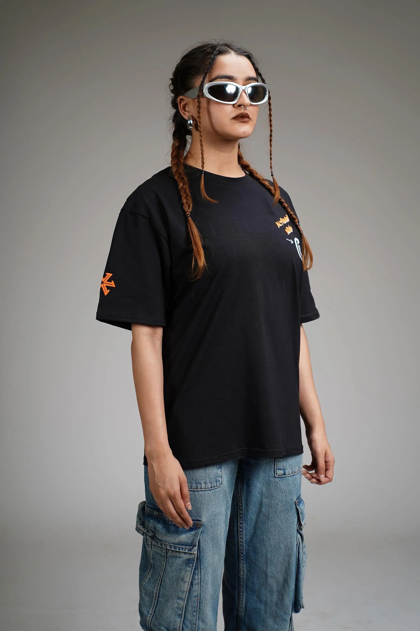 Zostel Universe Calling Oversized T-shirt in Black