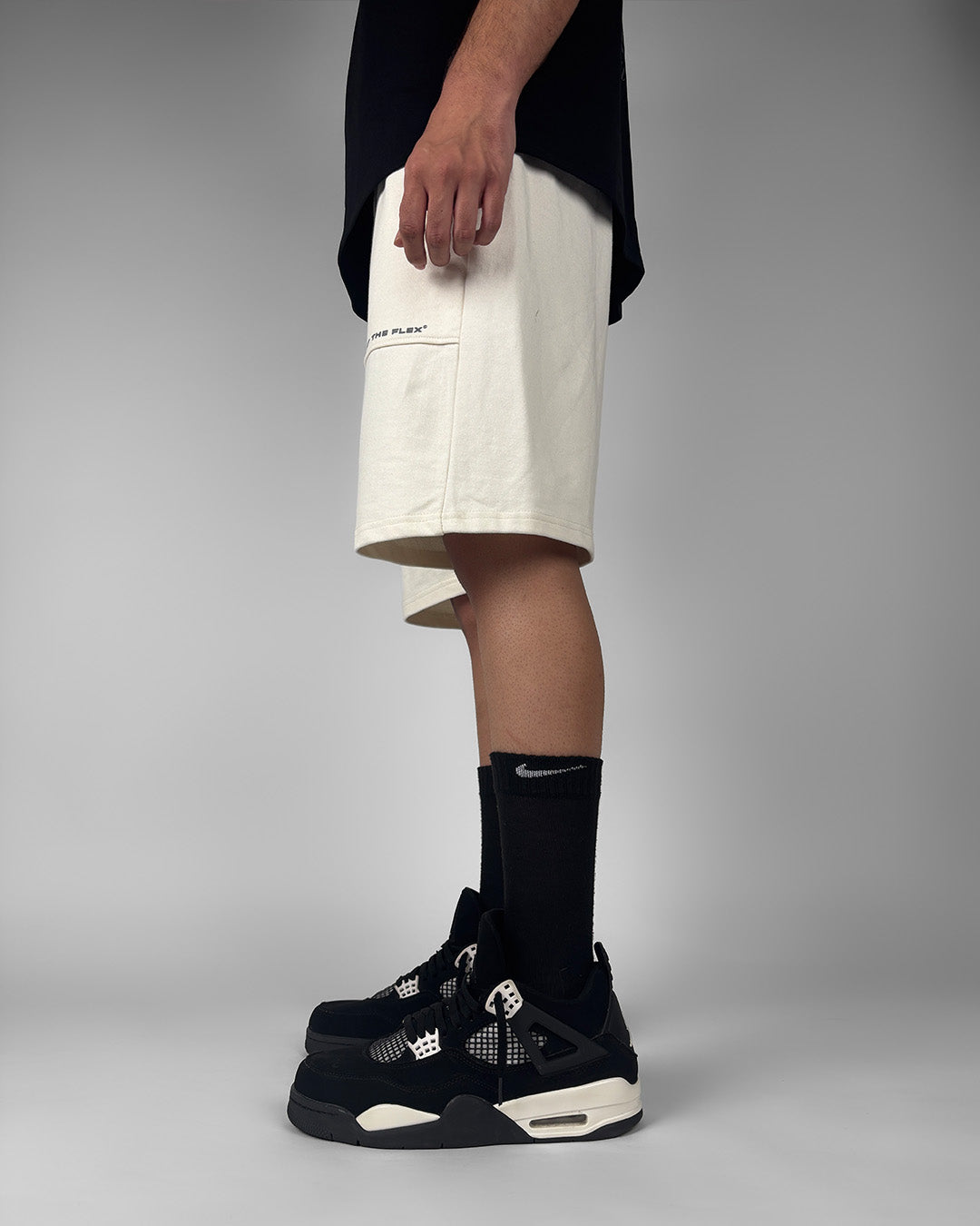 Frontcut Off White Cotton Shorts