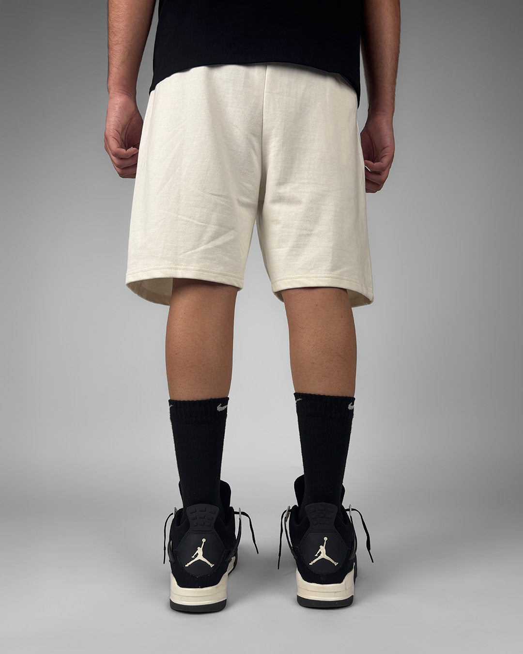 Frontcut Off White Cotton Shorts