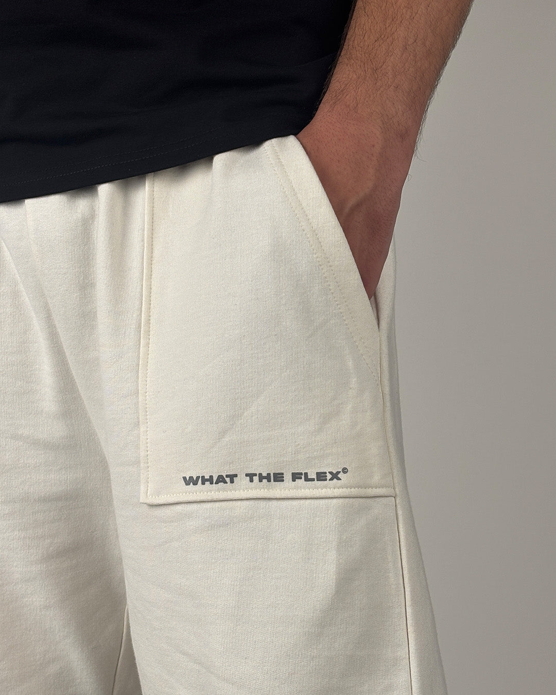 Frontcut Off White Cotton Shorts